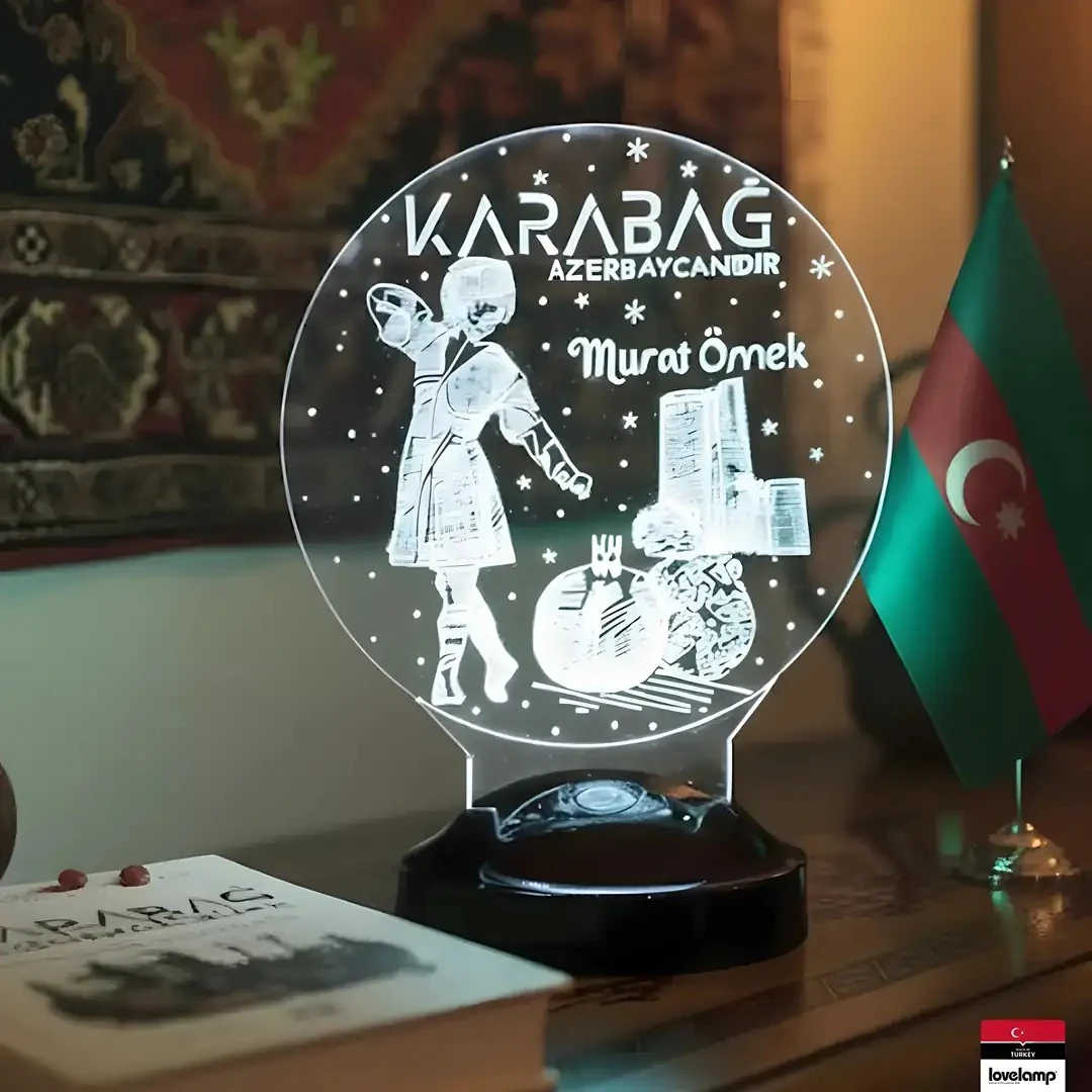 Karabağ Azerbaycan'dır 3D LED Lamba | Milli Temalı Hediye - LoveLamp