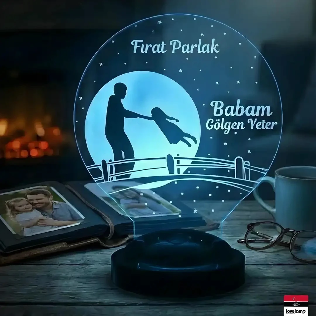 Kahraman Babam Temalı 3D LED Lamba | Kişiye Özel Babalar Günü Hediyesi - LoveLamp