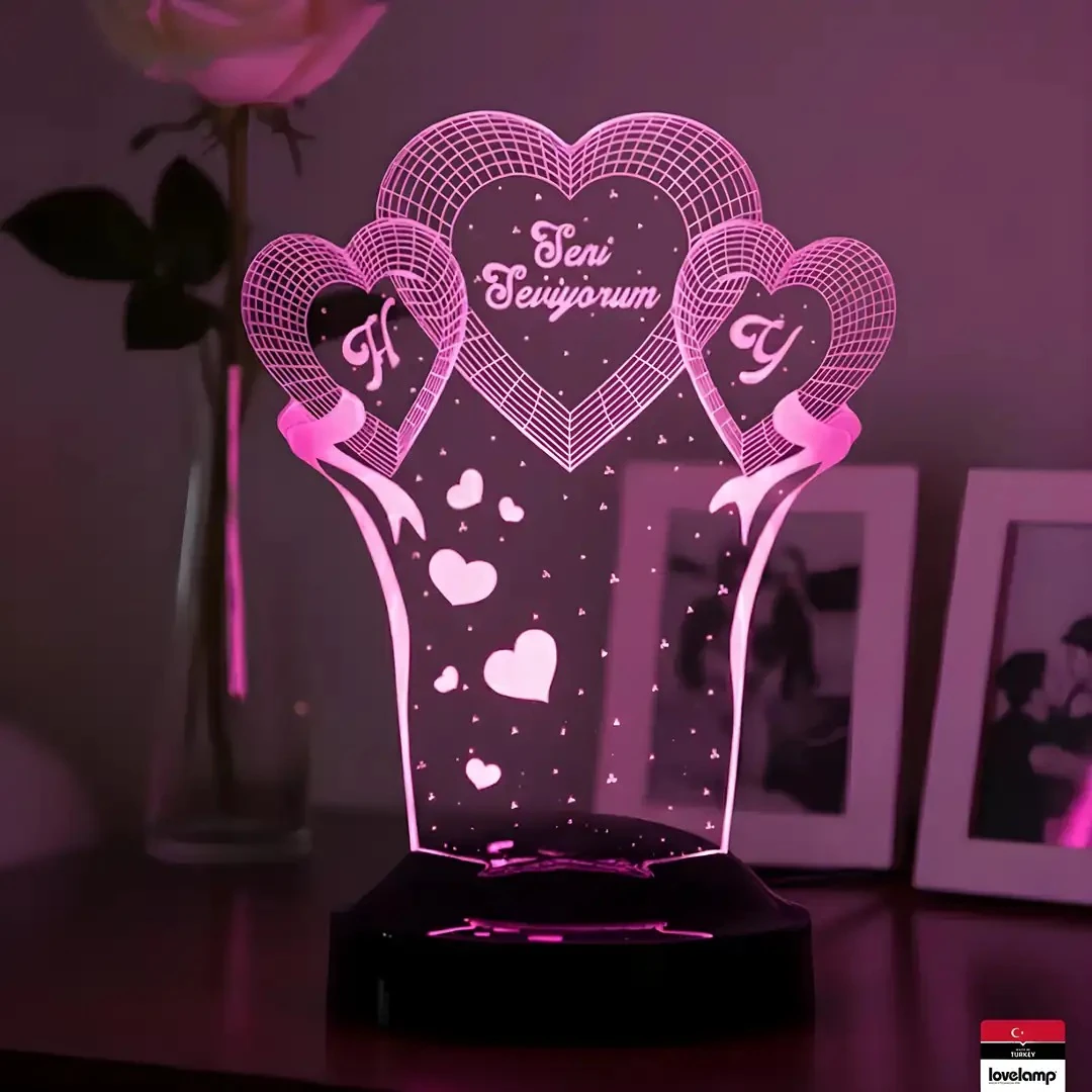 Yıldönümü Temalı 3D LED Lamba | Sevgiliye Romantik Hediye - LoveLamp