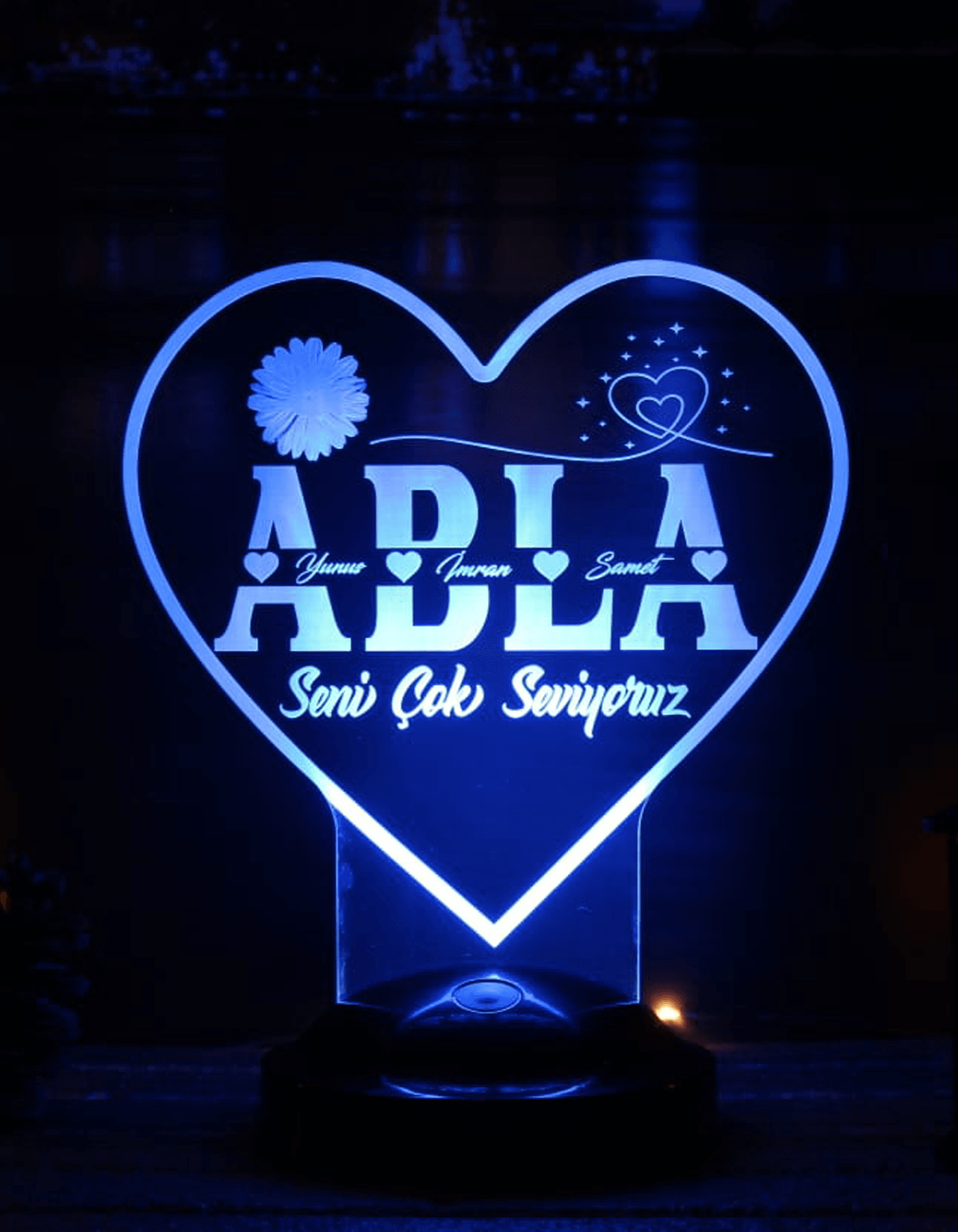 Abla Yazılı Kişiye Özel 3D LED Lamba | Romantik ve Dekoratif Hediye - LoveLamp