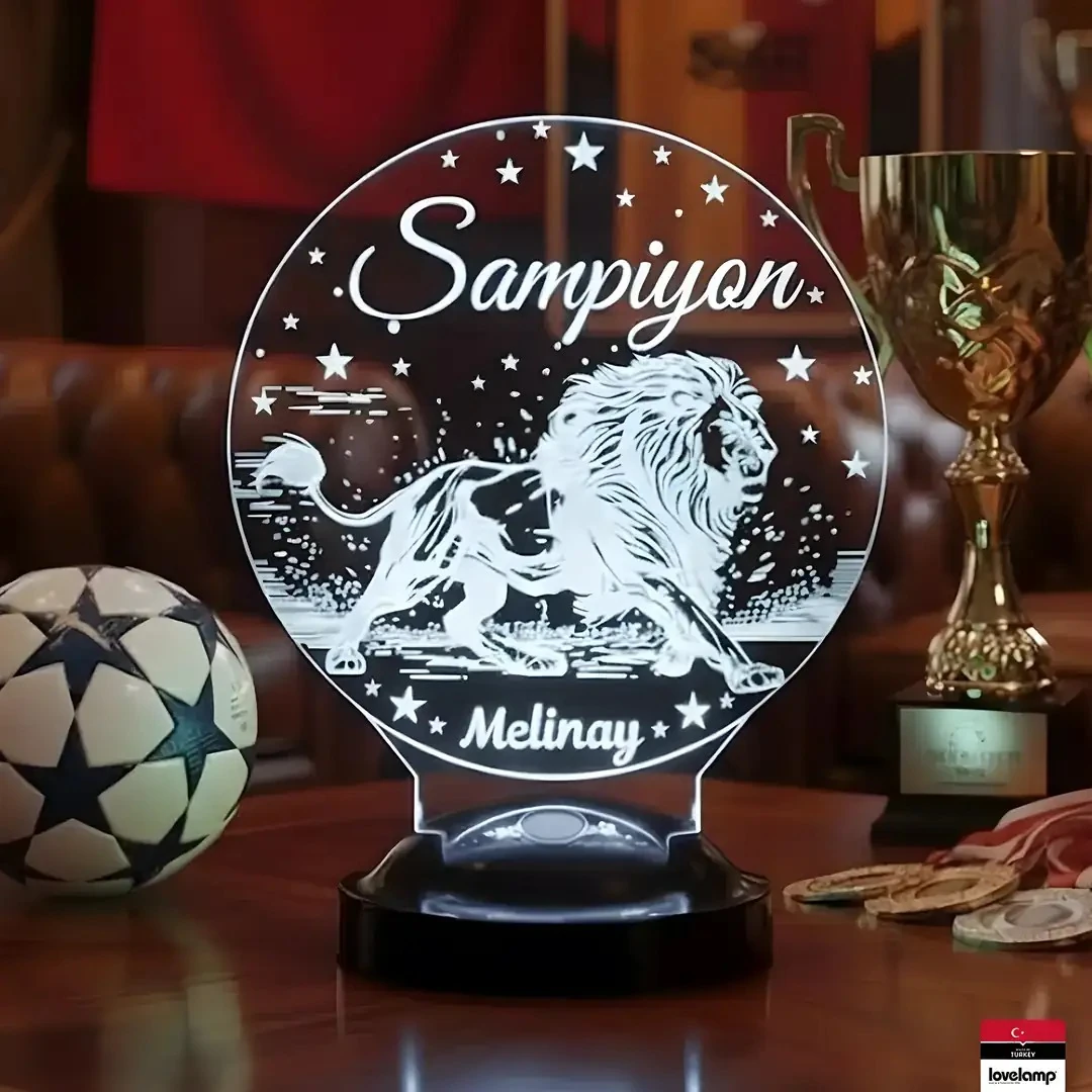 Şampiyon Taraftar Temalı 3D LED Lamba | Kişiye Özel Anlamlı Hediye - LoveLamp