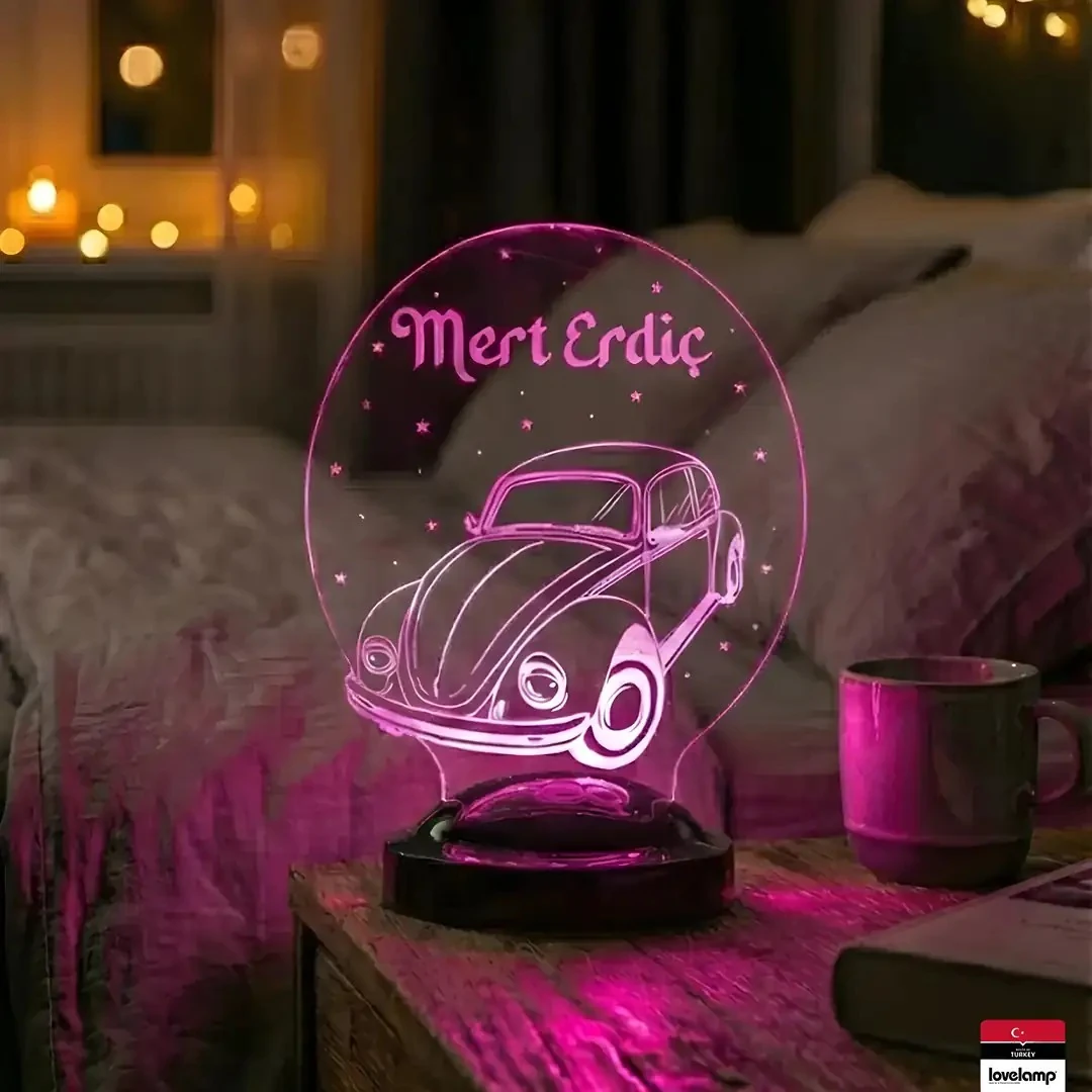 Vosvos Temalı 3D LED Lamba | Retro Hediye Tasarımı - LoveLamp