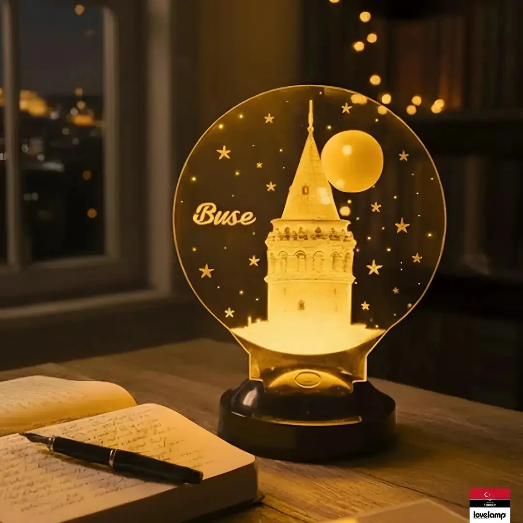 Galata Kulesi Temalı 3D LED Lamba | İstanbul Aşıklarına Özel Hediye - LoveLamp