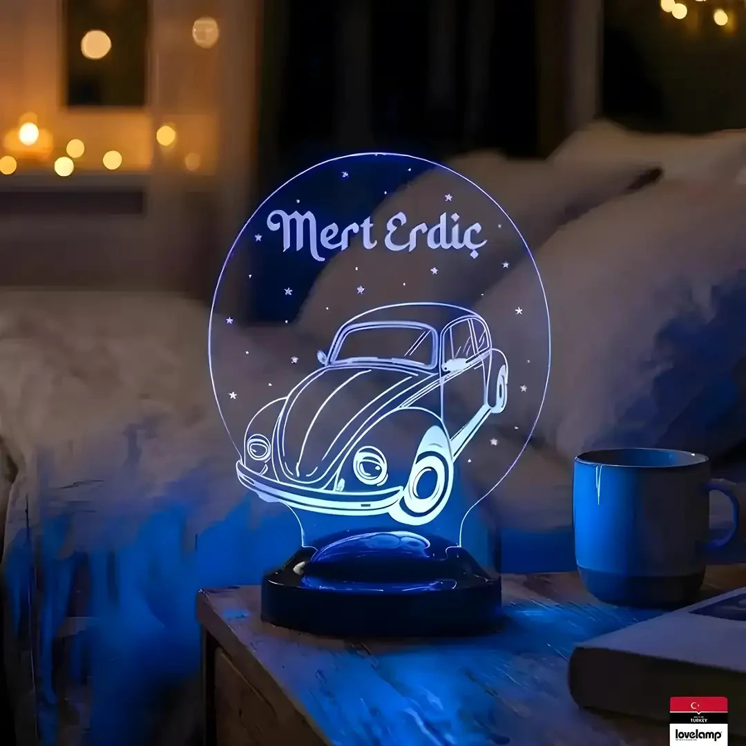 Vosvos Temalı 3D LED Lamba | Retro Hediye Tasarımı - LoveLamp