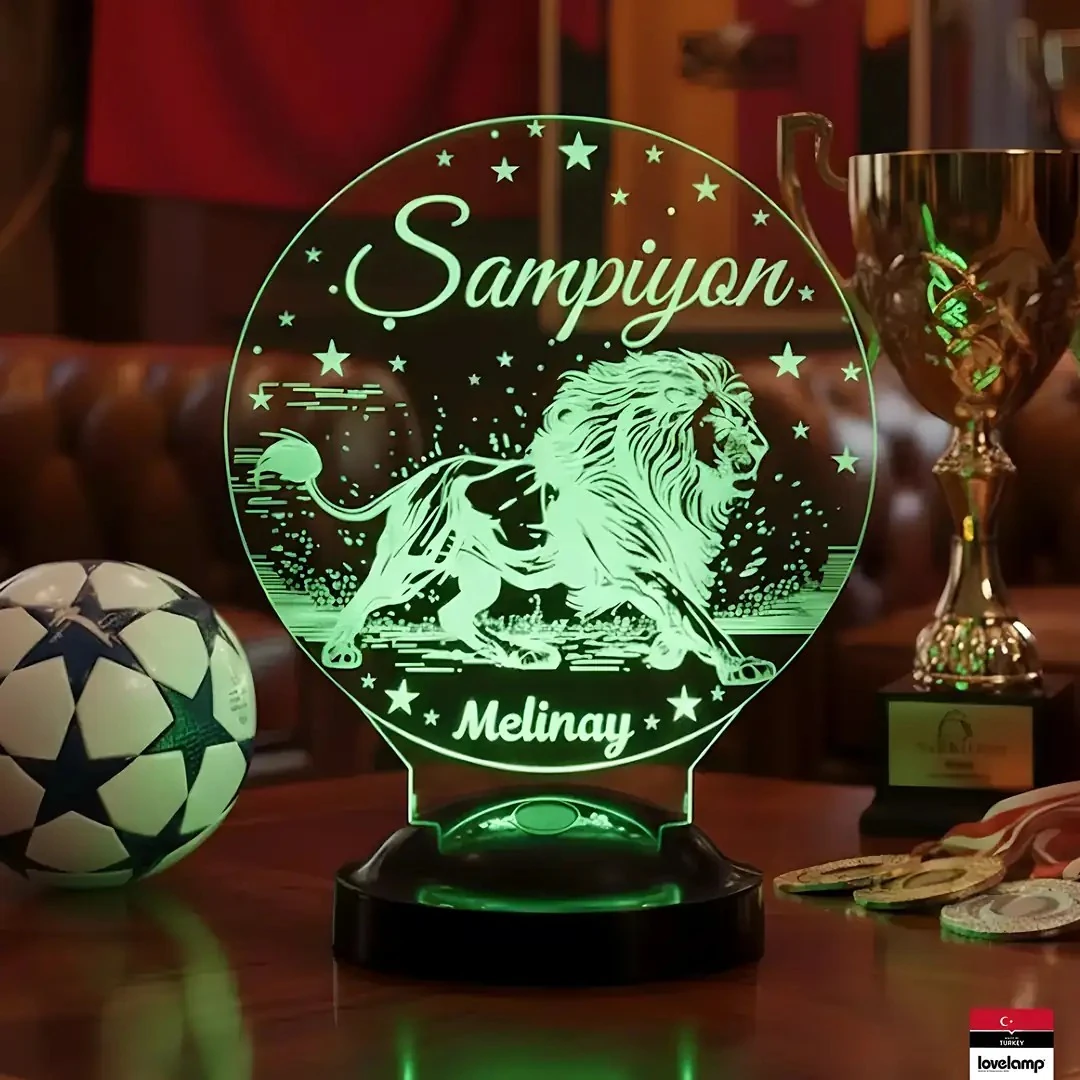 Şampiyon Taraftar Temalı 3D LED Lamba | Kişiye Özel Anlamlı Hediye - LoveLamp