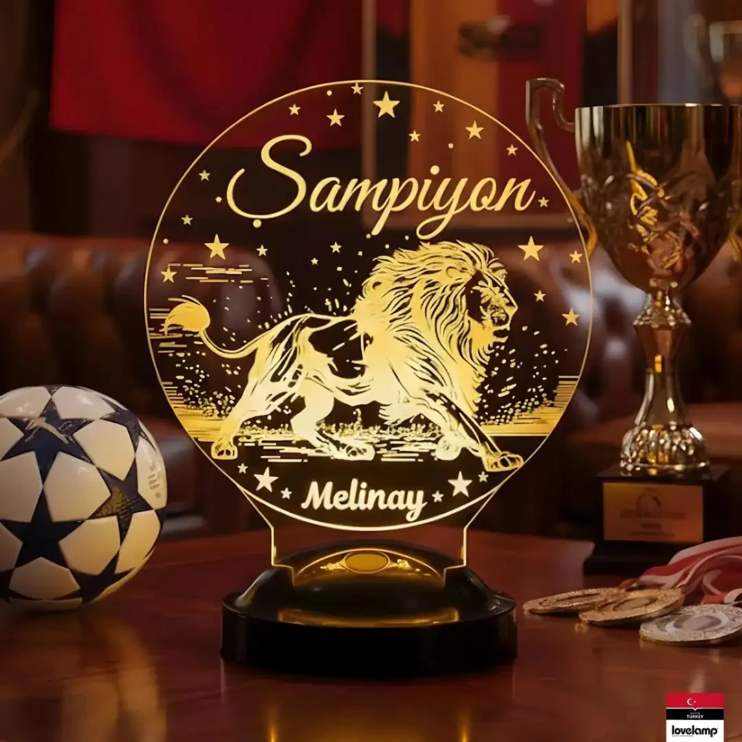 Şampiyon Taraftar Temalı 3D LED Lamba | Kişiye Özel Anlamlı Hediye - LoveLamp