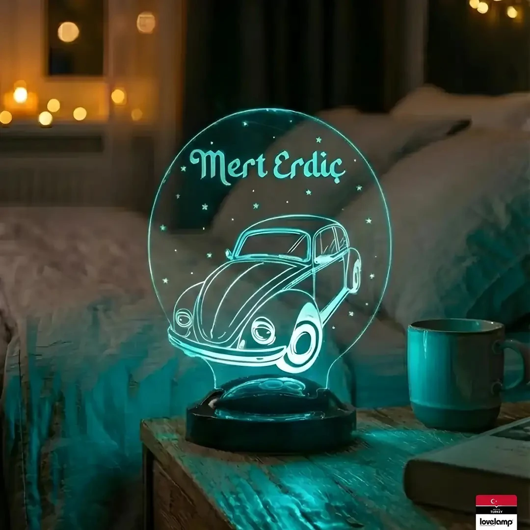 Vosvos Temalı 3D LED Lamba | Retro Hediye Tasarımı - LoveLamp