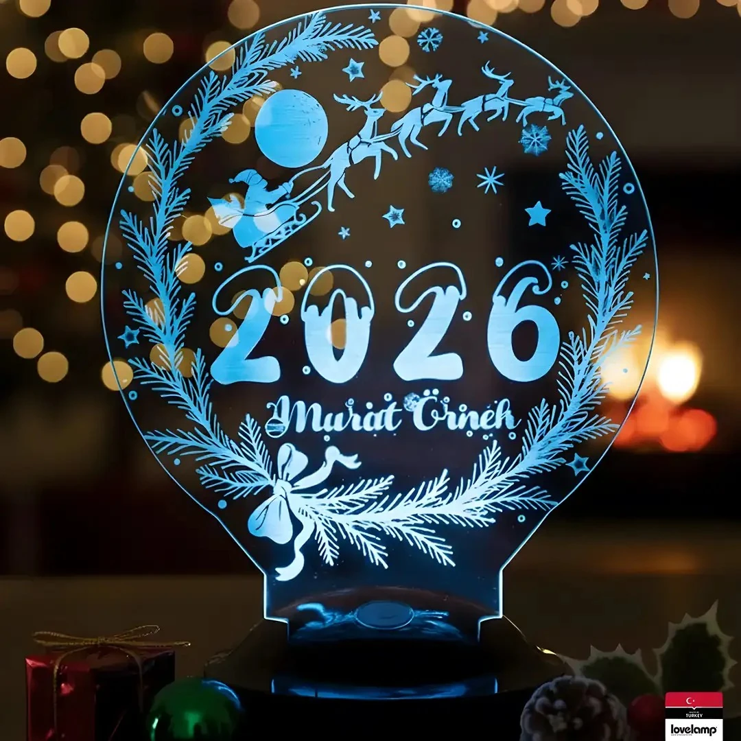 Noel 2026 Yeni Yıl 3D LED Lamba | Özel Yılbaşı Hediyesi - LoveLamp