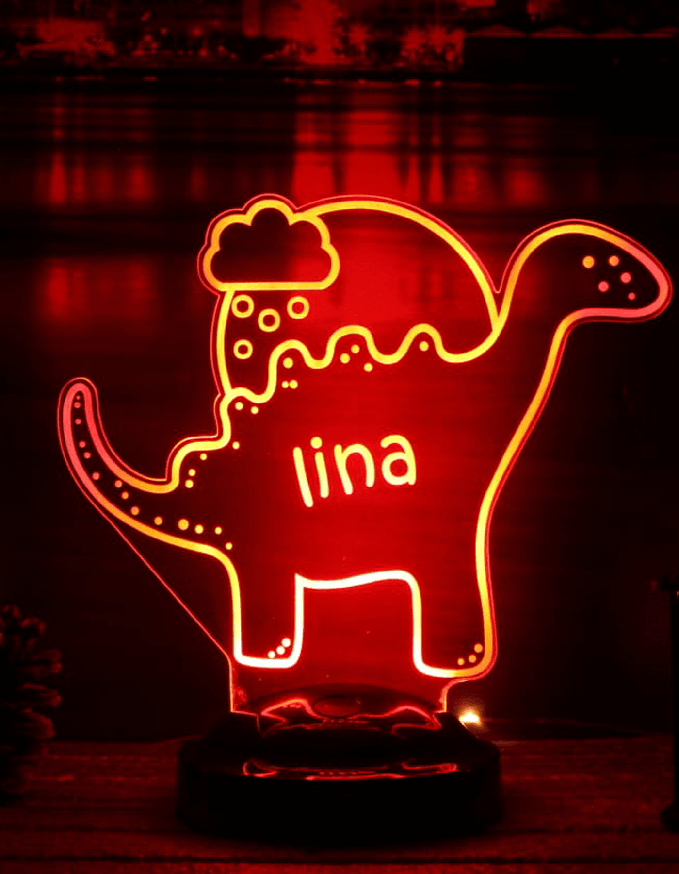 Dinozor Figürlü Kişiye Özel 3D LED Lamba | Renkli ve Eğlenceli Hediye - LoveLamp