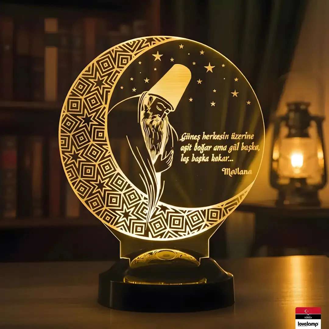 Mevlana Temalı 3D LED Lamba | Manevi Hediye Seçeneği - LoveLamp