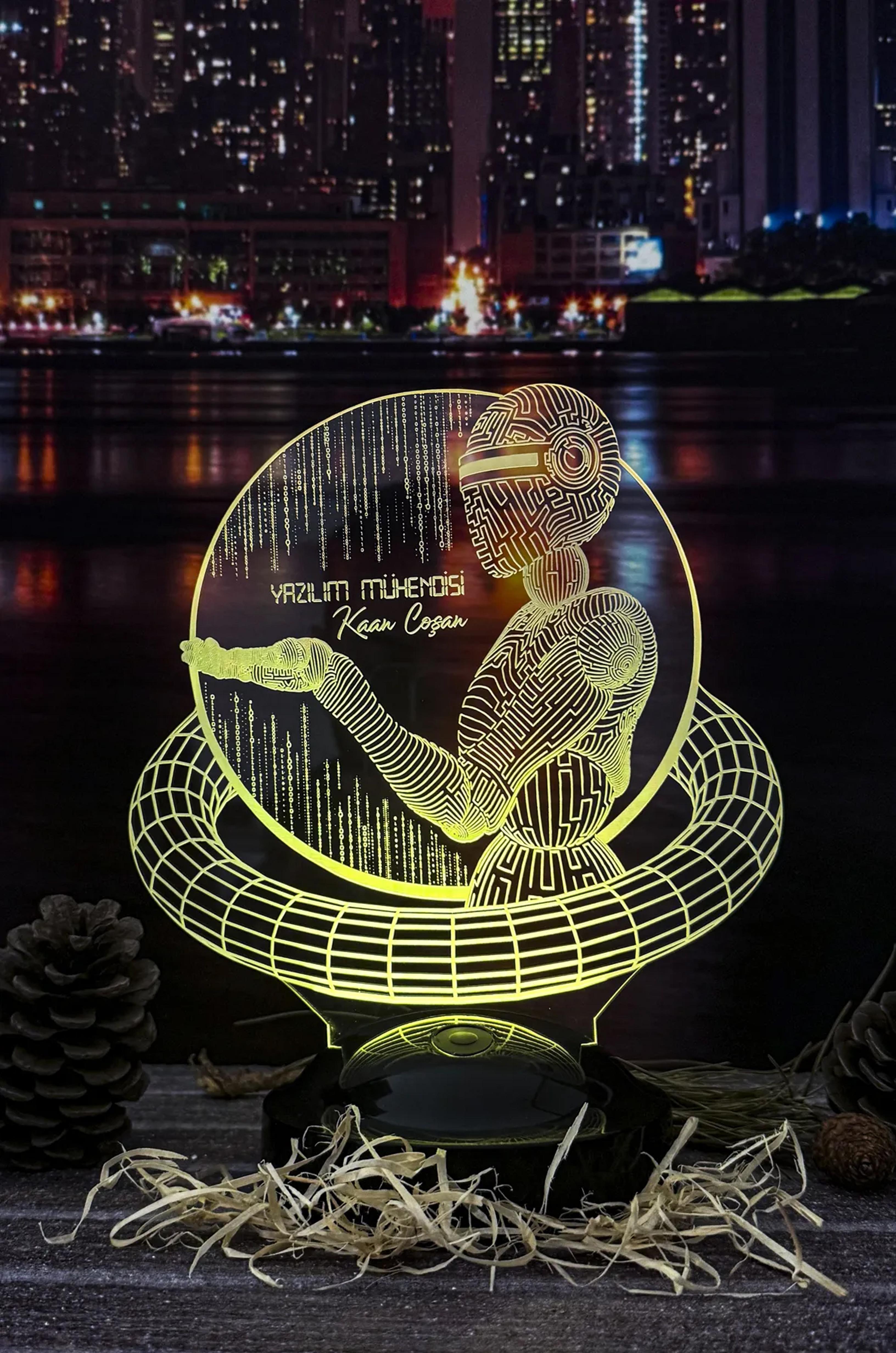 Yapay Zeka Yazılım Mühendisi Temalı 3D LED Lamba | Mesleki Kişiye Özel Hediye - LoveLamp
