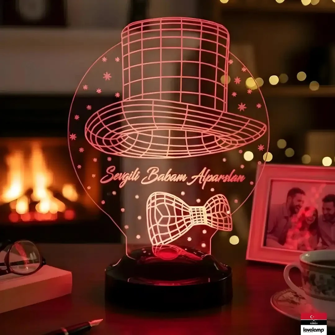 Babalar Günü Temalı 3D LED Lamba | Kişiye Özel Anlamlı Hediye - LoveLamp