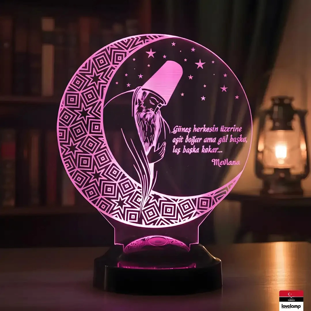 Mevlana Temalı 3D LED Lamba | Manevi Hediye Seçeneği - LoveLamp