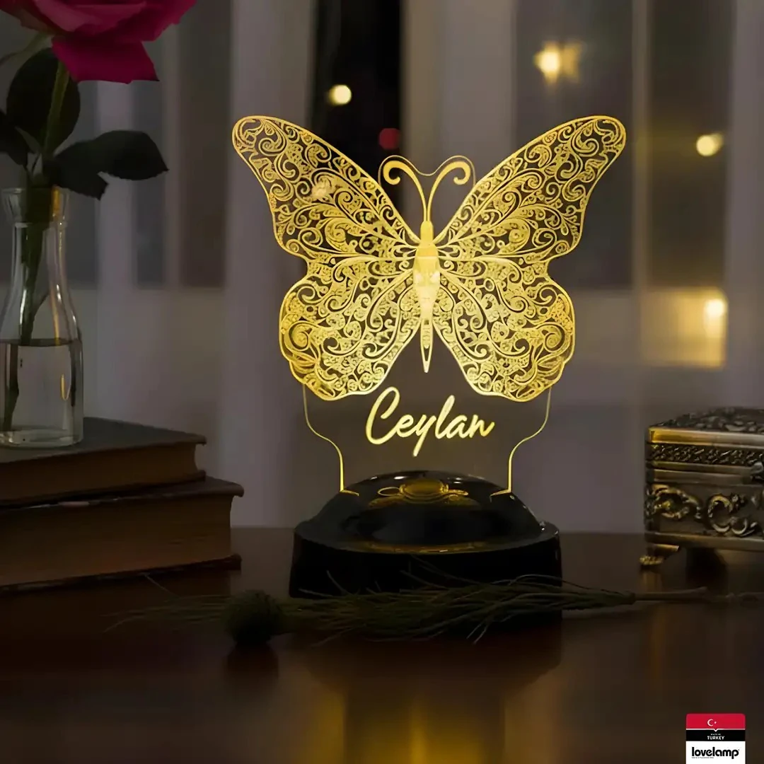 Kelebek Tasarımlı 3D LED Lamba | Zarif Hediye Seçeneği - LoveLamp