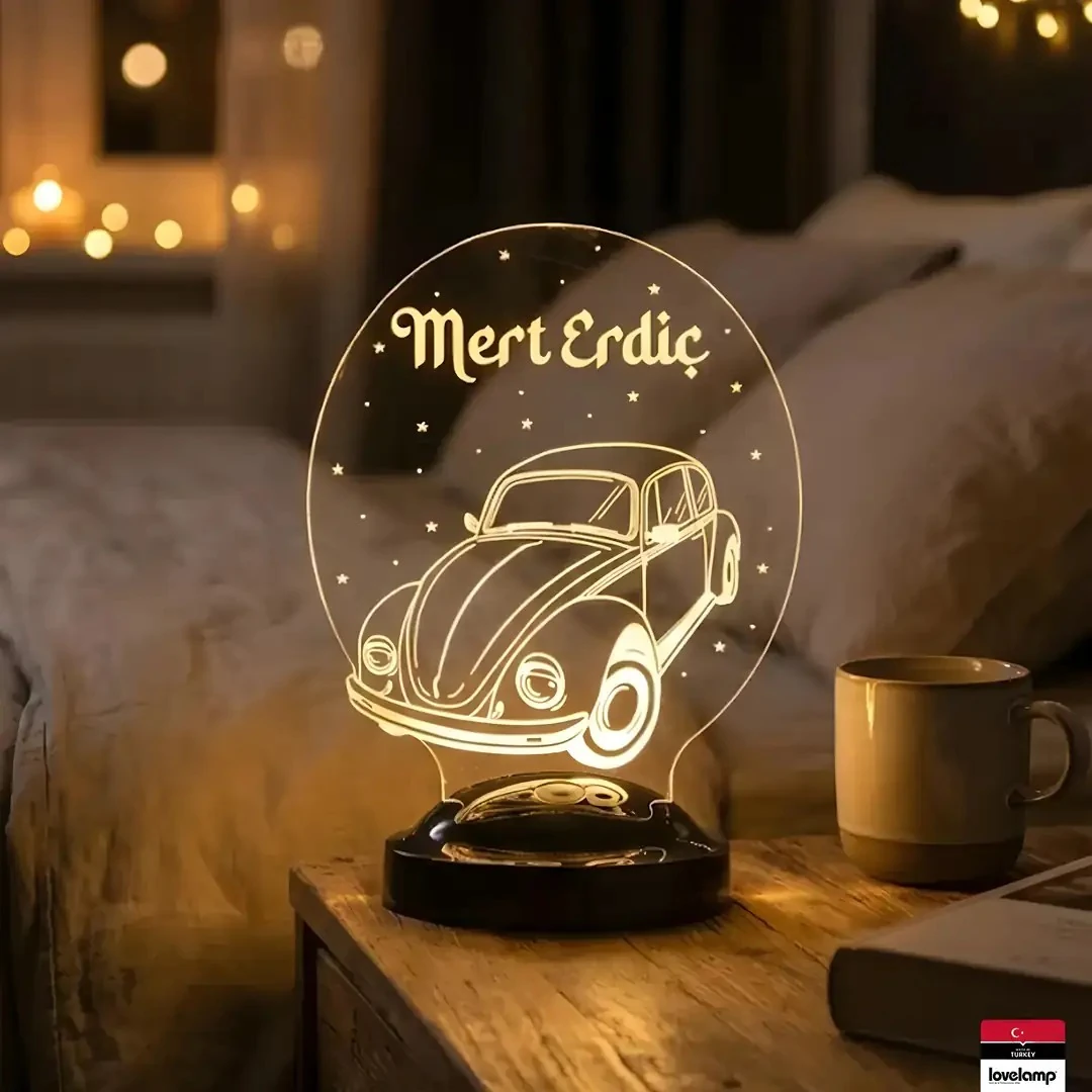 Vosvos Temalı 3D LED Lamba | Retro Hediye Tasarımı - LoveLamp