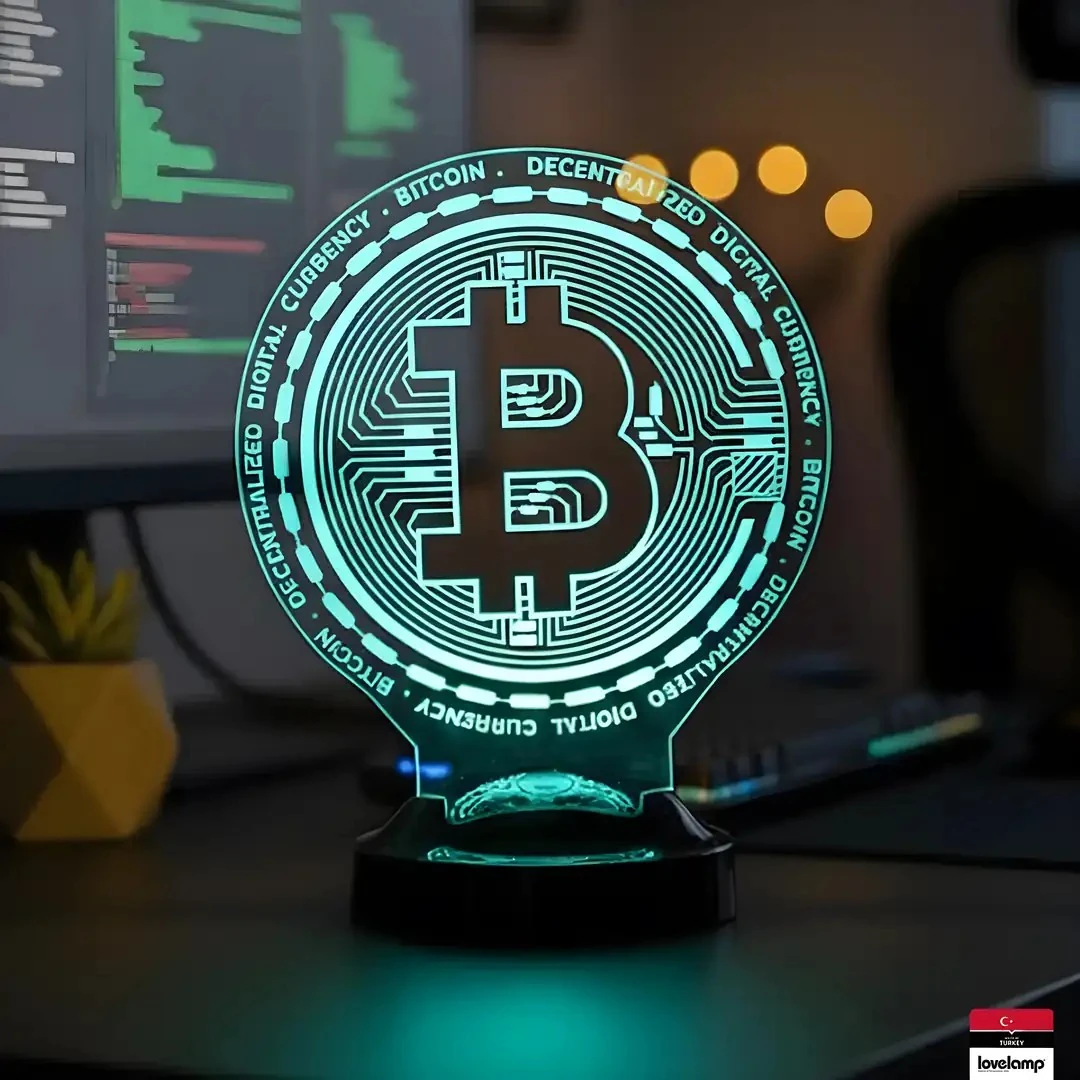 Bitcoin Temalı 3D LED Lamba | Kripto Para Tutkunlarına Özel Hediye - LoveLamp