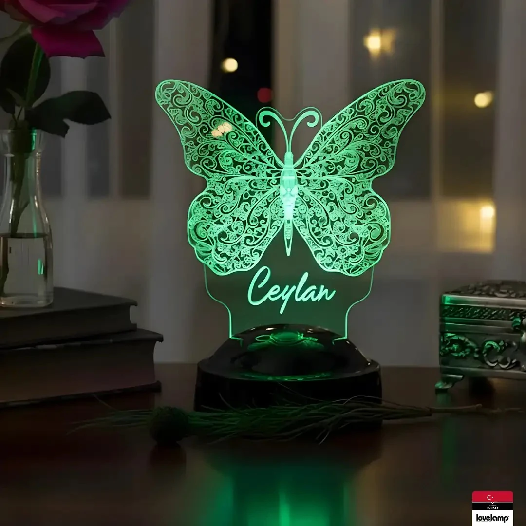 Kelebek Tasarımlı 3D LED Lamba | Zarif Hediye Seçeneği - LoveLamp