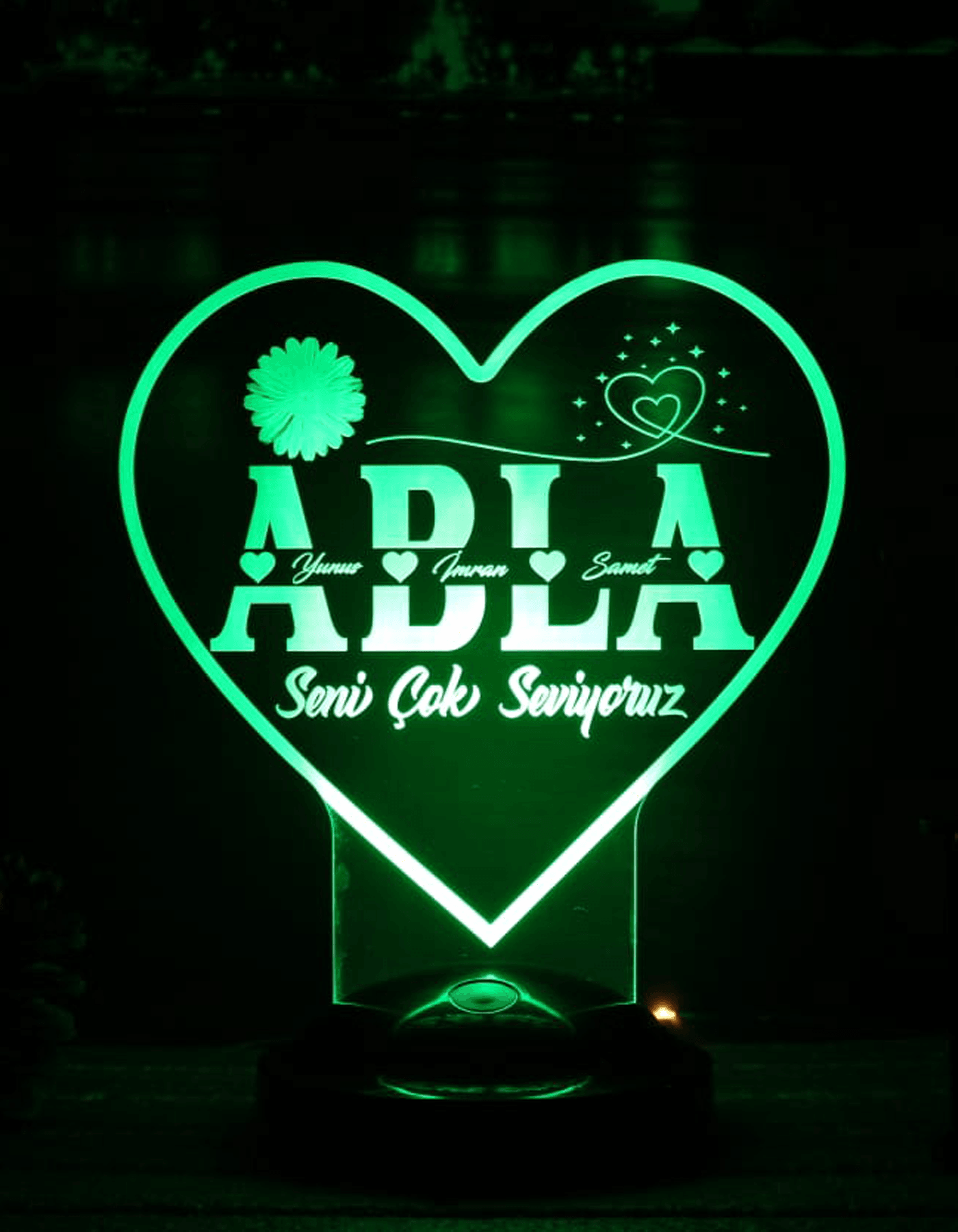 Abla Yazılı Kişiye Özel 3D LED Lamba | Romantik ve Dekoratif Hediye - LoveLamp