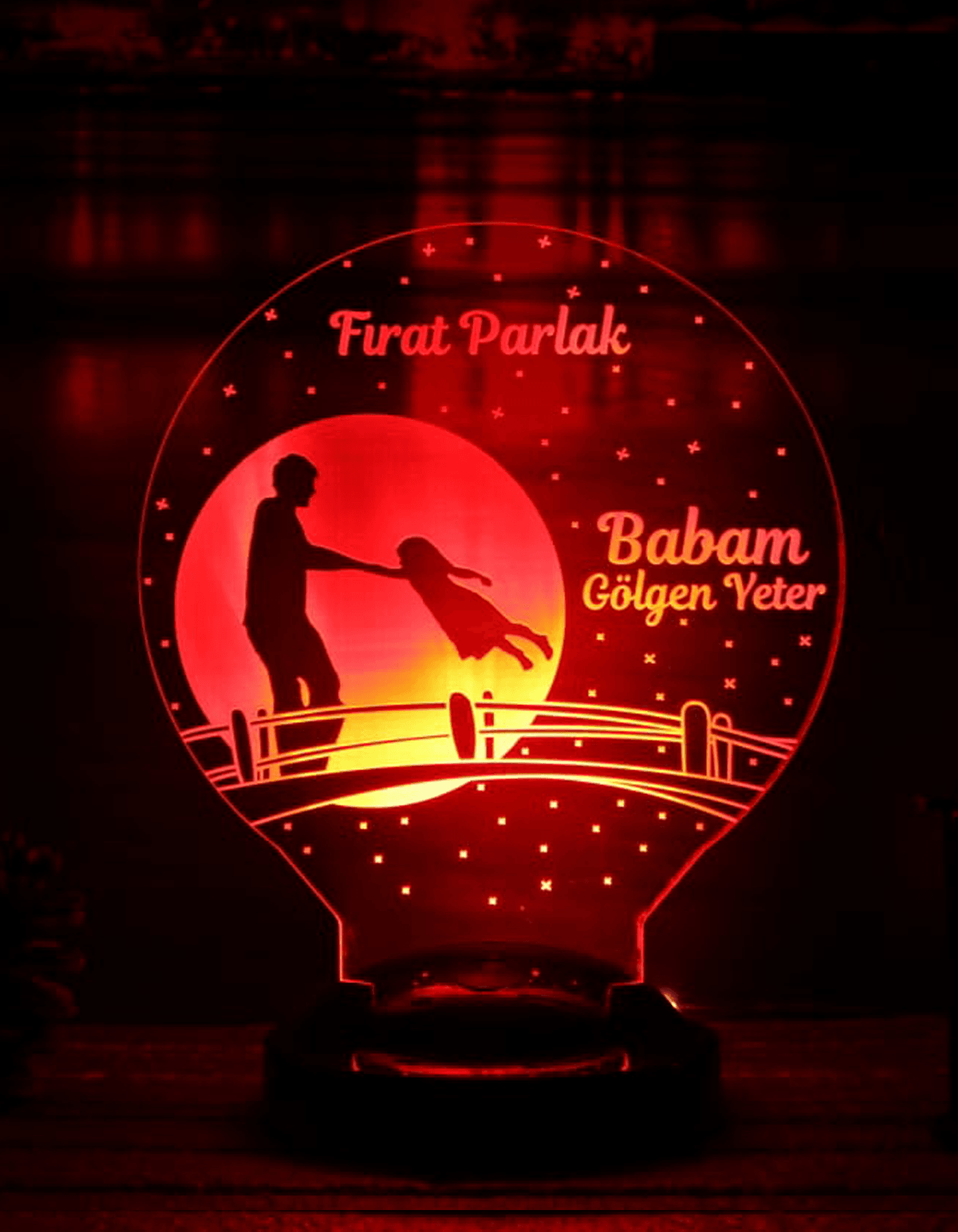 Kahraman Babam Temalı 3D LED Lamba | Kişiye Özel Babalar Günü Hediyesi - LoveLamp