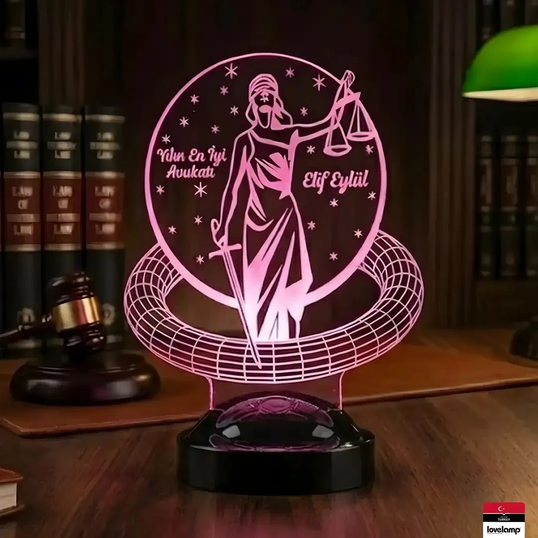 Avukat Adalet Temalı 3D LED Lamba | Hukuk Temalı Hediye - LoveLamp