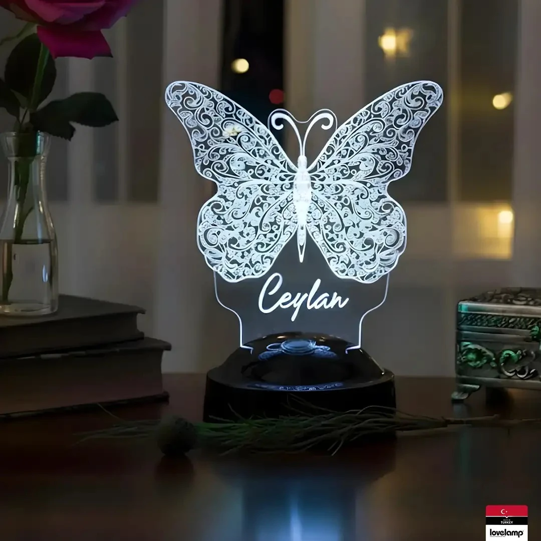 Kelebek Tasarımlı 3D LED Lamba | Zarif Hediye Seçeneği - LoveLamp