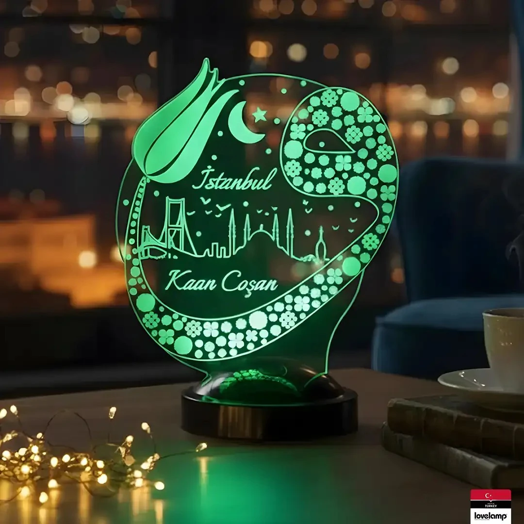 Vav İstanbul ve Lale 3D LED Lamba | Manevi Hediye - LoveLamp