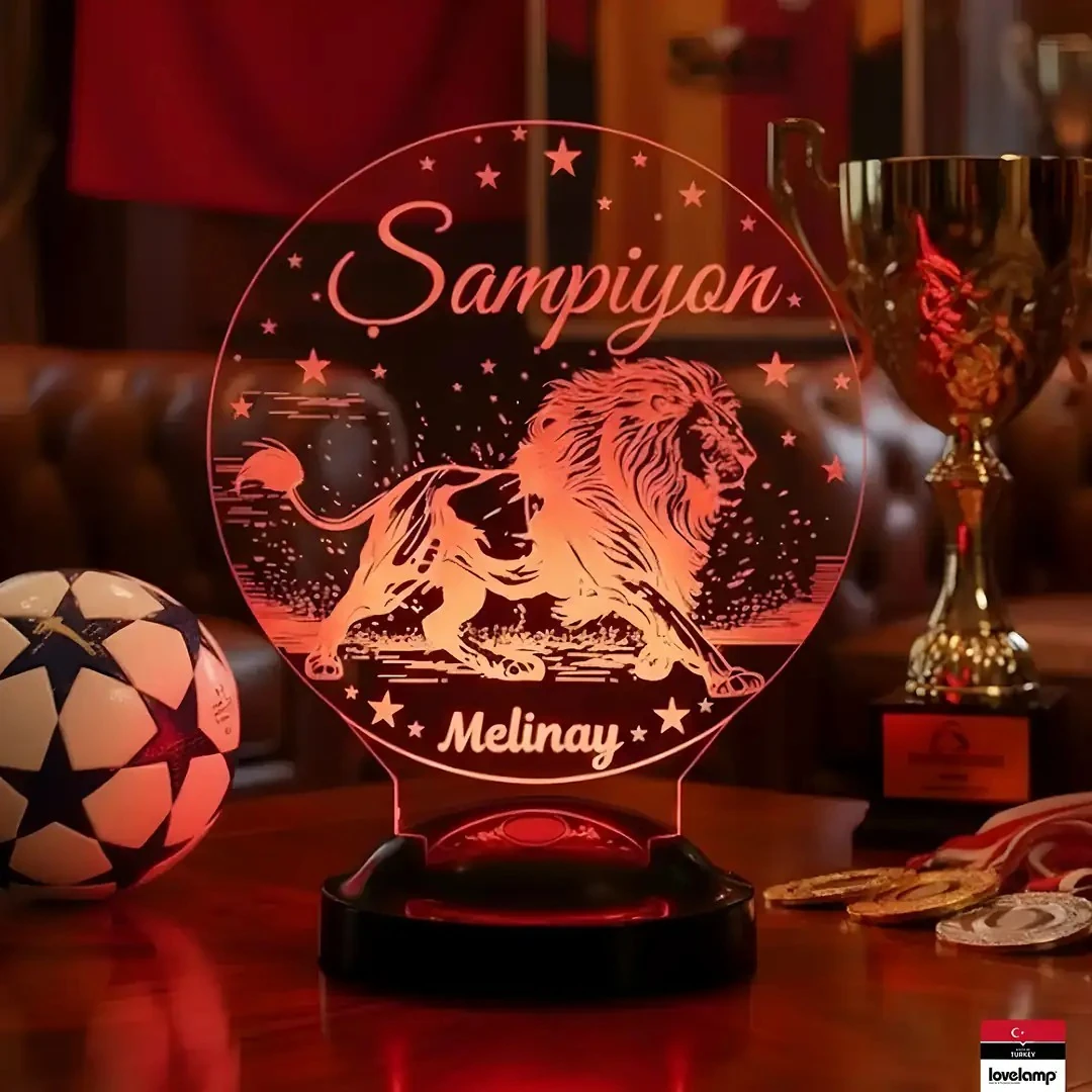 Şampiyon Taraftar Temalı 3D LED Lamba | Kişiye Özel Anlamlı Hediye - LoveLamp