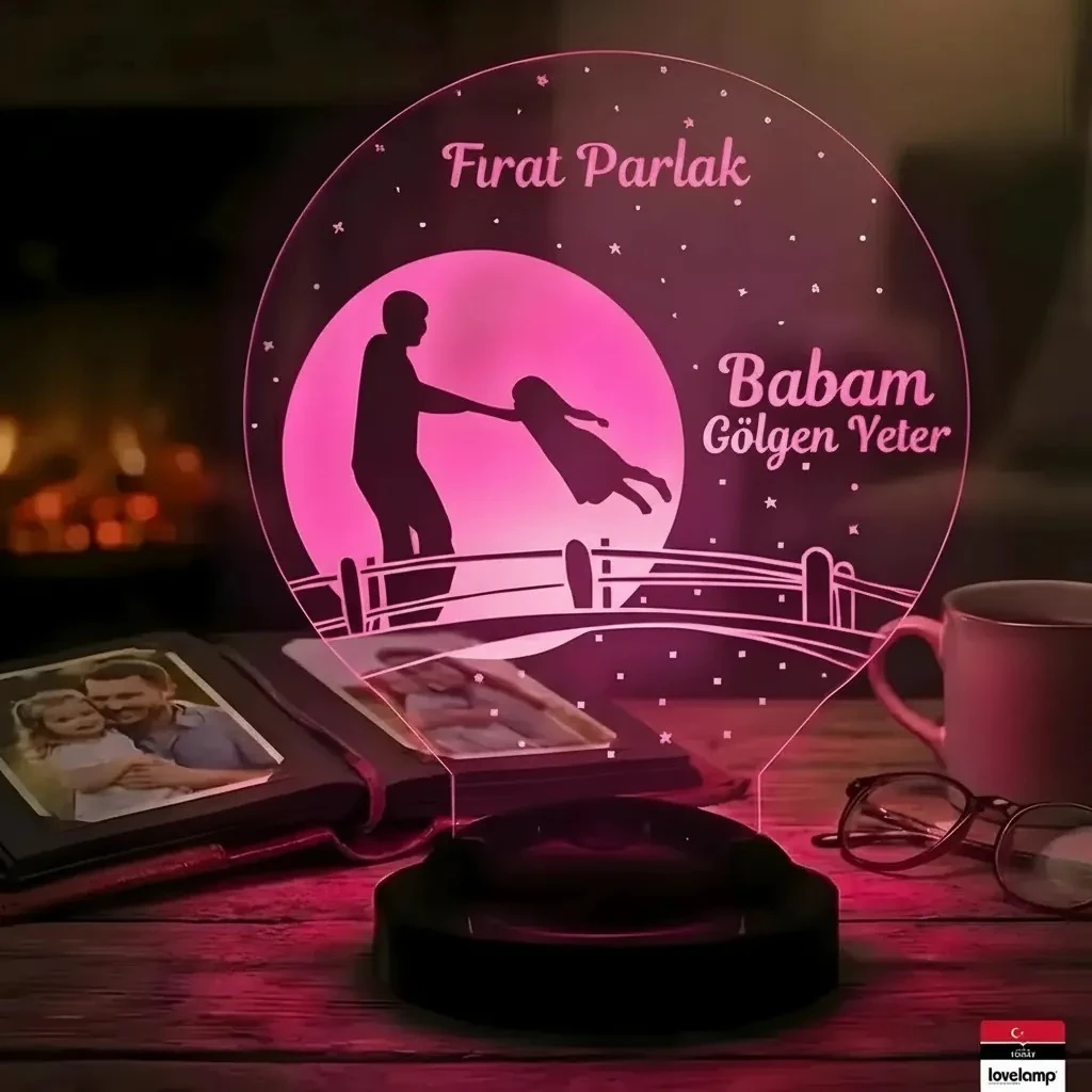 Kahraman Babam Temalı 3D LED Lamba | Kişiye Özel Babalar Günü Hediyesi - LoveLamp