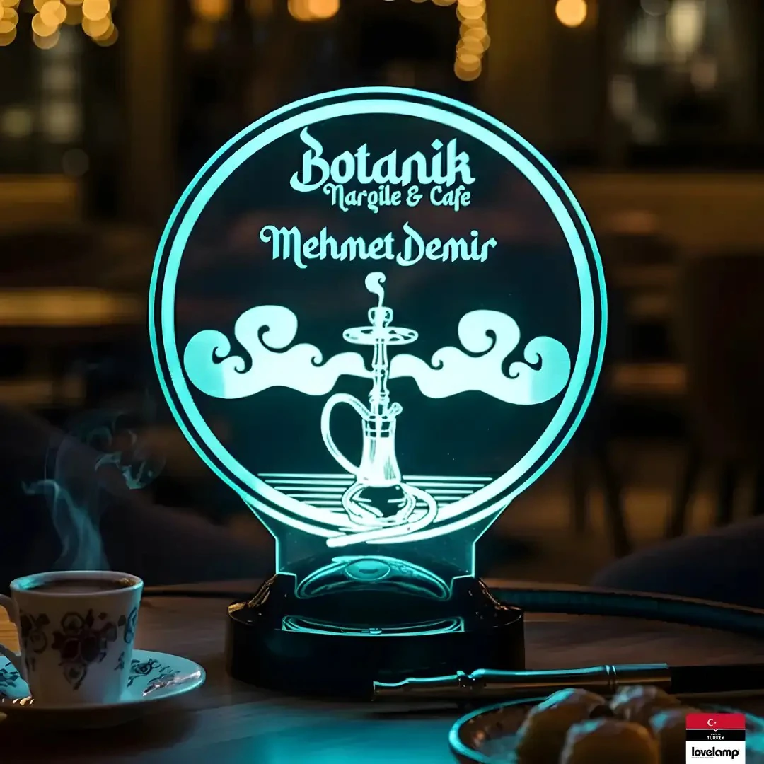 Nargile Temalı 3D LED Lamba | Kişiye Özel Lamba - LoveLamp