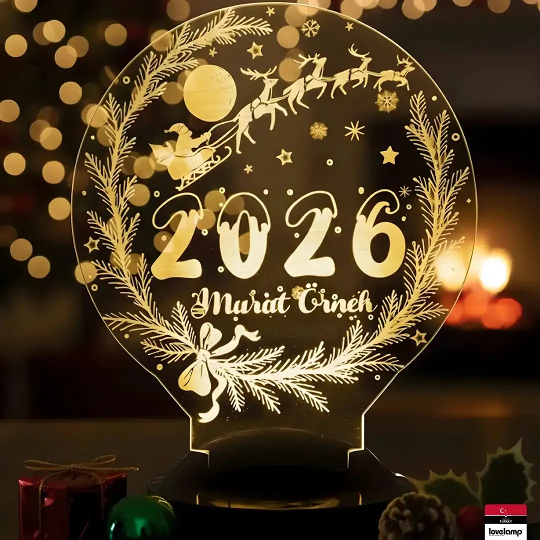 Noel 2026 Yeni Yıl 3D LED Lamba | Özel Yılbaşı Hediyesi - LoveLamp