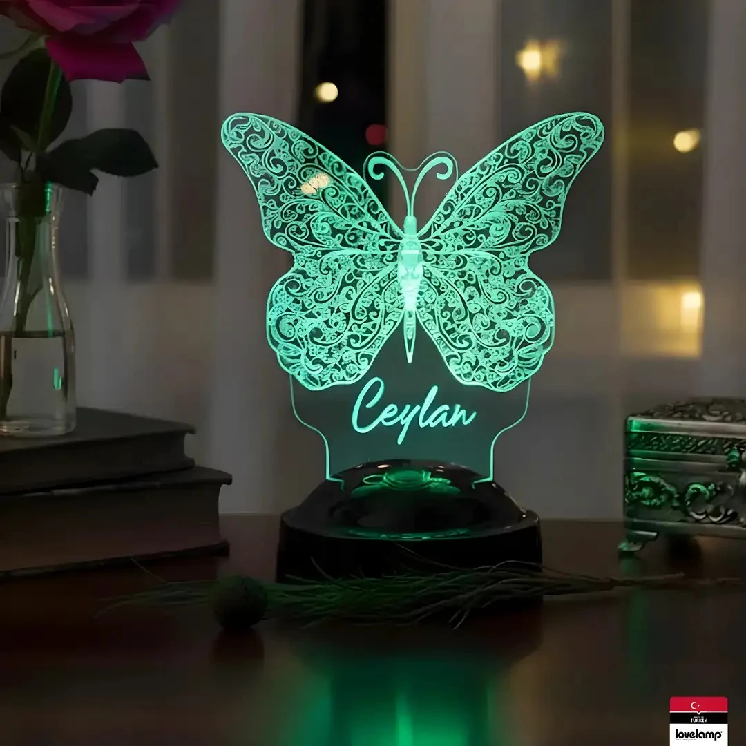 Kelebek Tasarımlı 3D LED Lamba | Zarif Hediye Seçeneği - LoveLamp