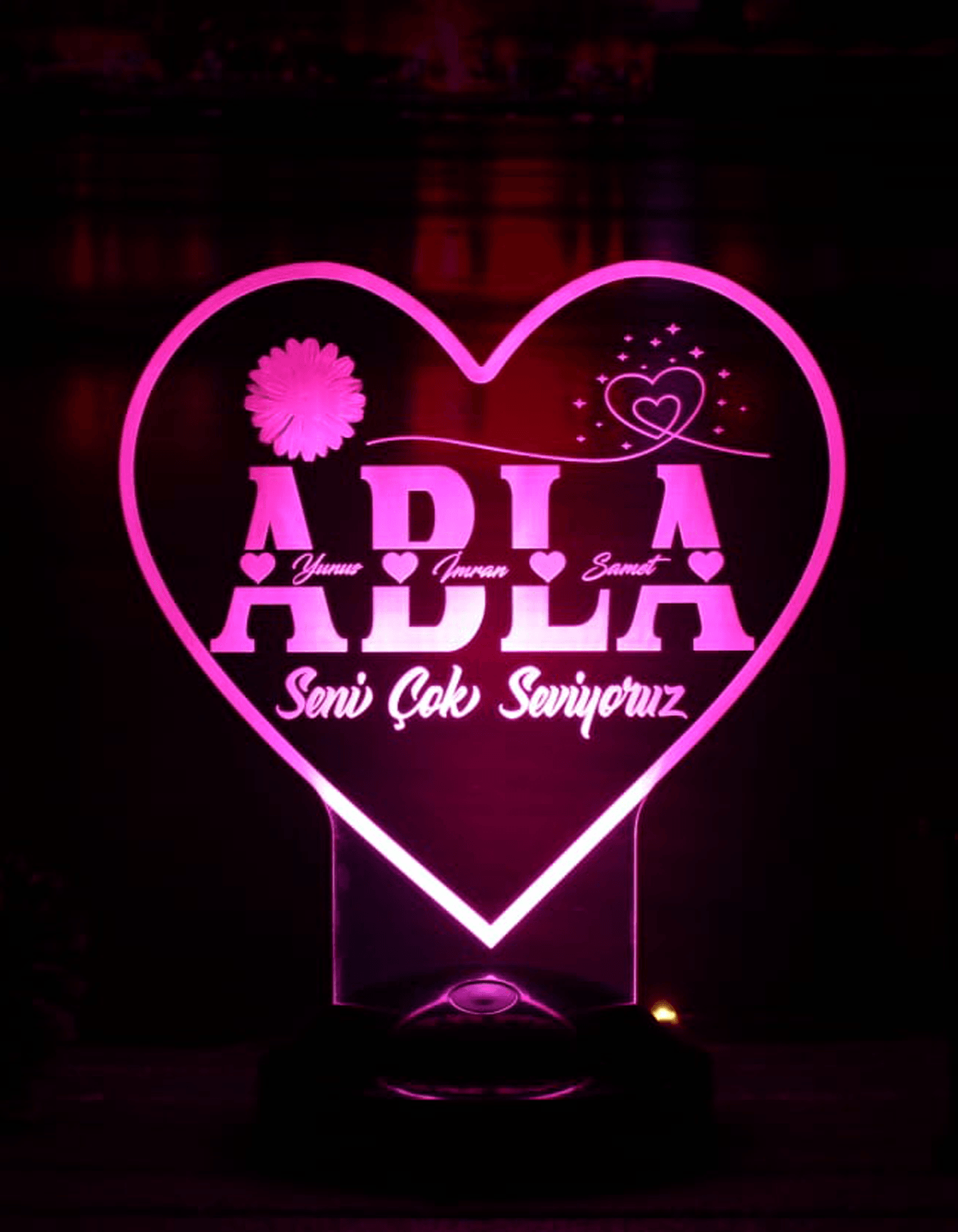 Abla Yazılı Kişiye Özel 3D LED Lamba | Romantik ve Dekoratif Hediye - LoveLamp