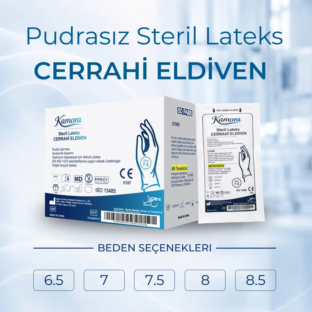 KAMORA Pudrasız Steril Lateks Cerrahi Eldiven