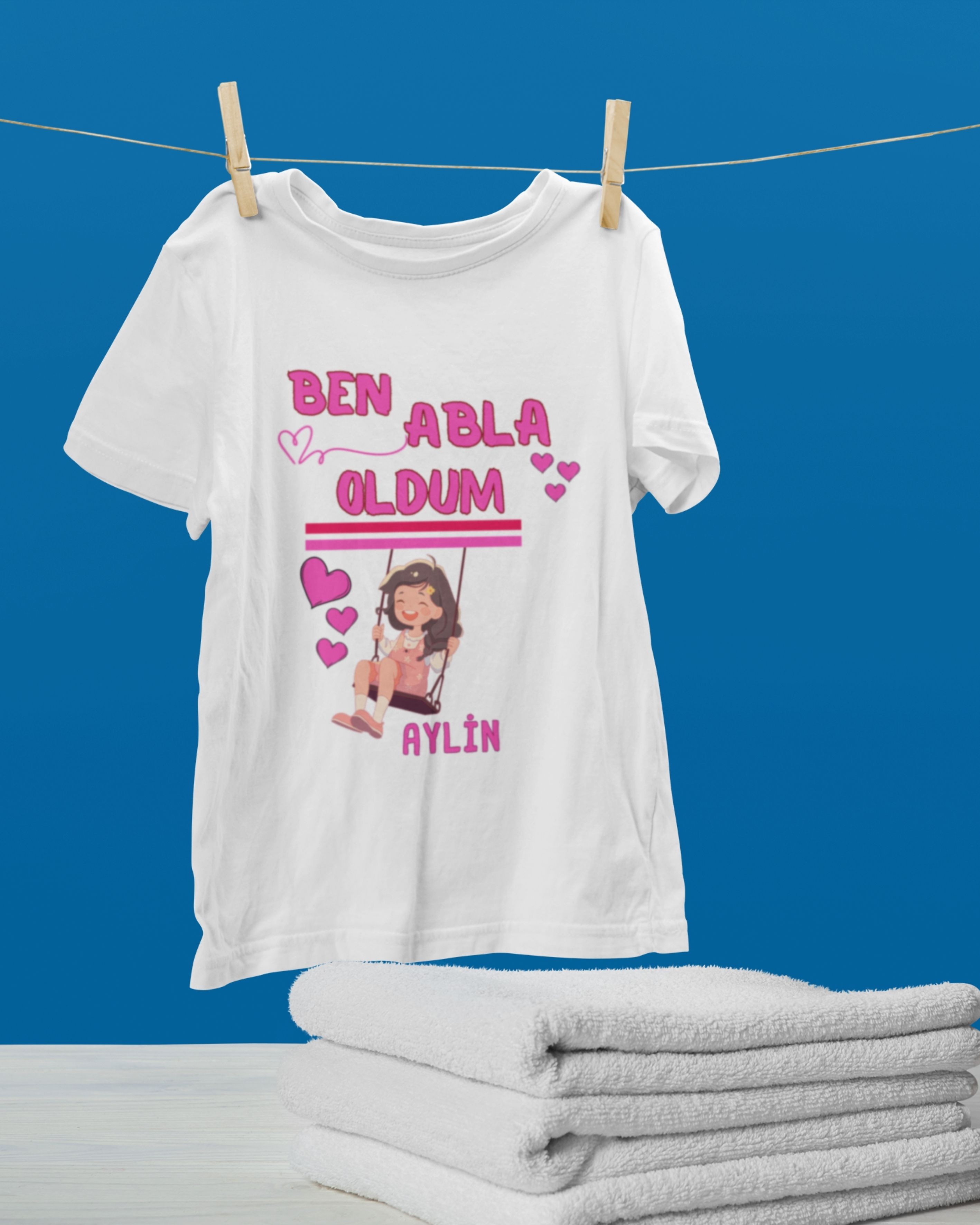 Ben Abla Oldum Tasarımlı  Çocuk Tişörtü - %100 Pamuklu Kumaş