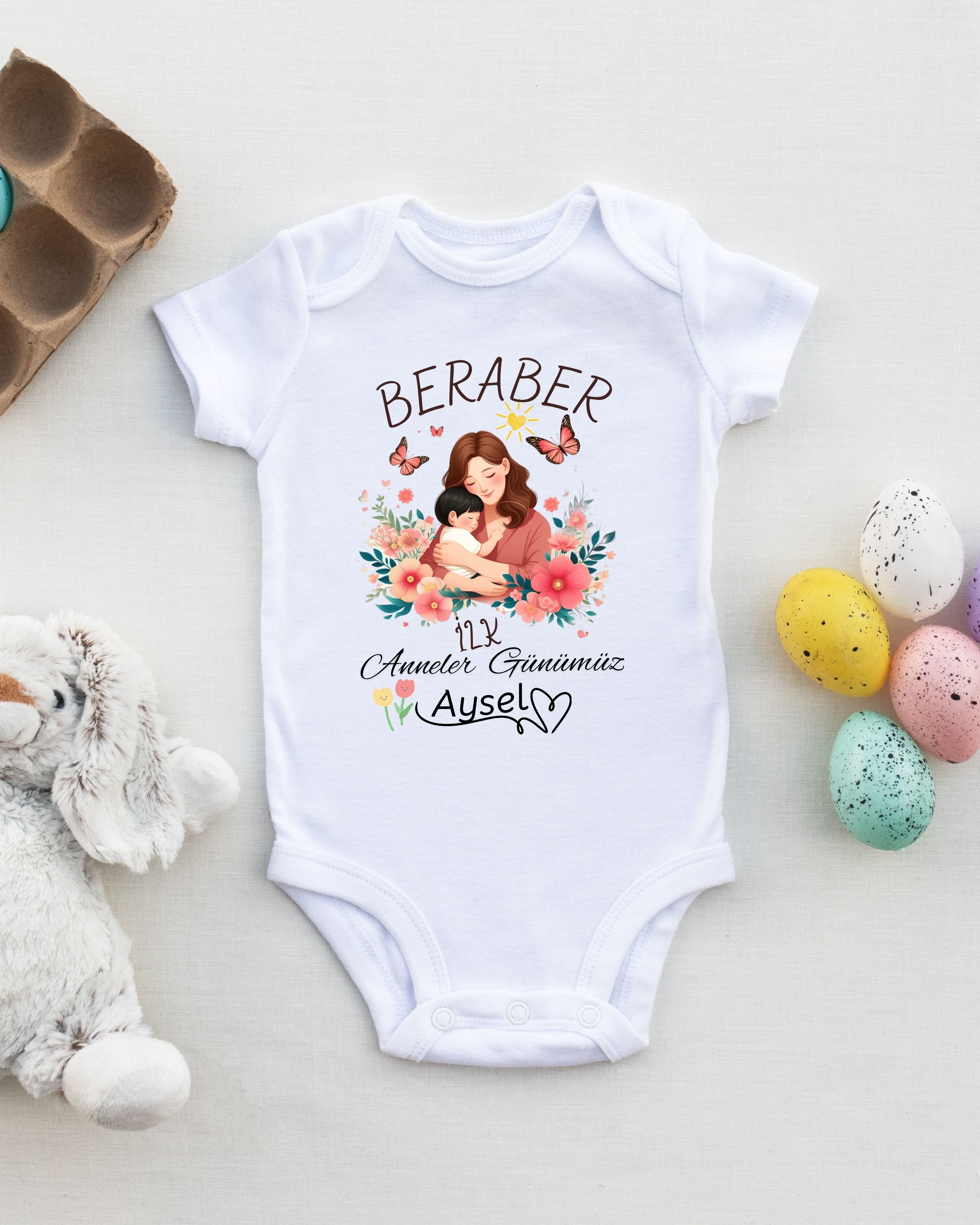 Benimle İlk Anneler Günü Yazılı Kişiye özel Bebek Zıbın-1