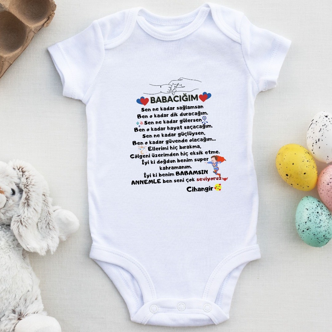 Kişiye özel bebek zıbın Bebekten Babaya mesaj