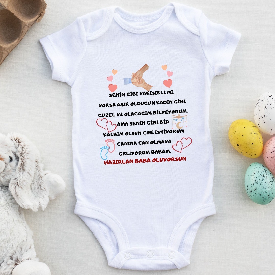 Hazırlan Baba Oluyorsun yazılı Bebek Zıbını