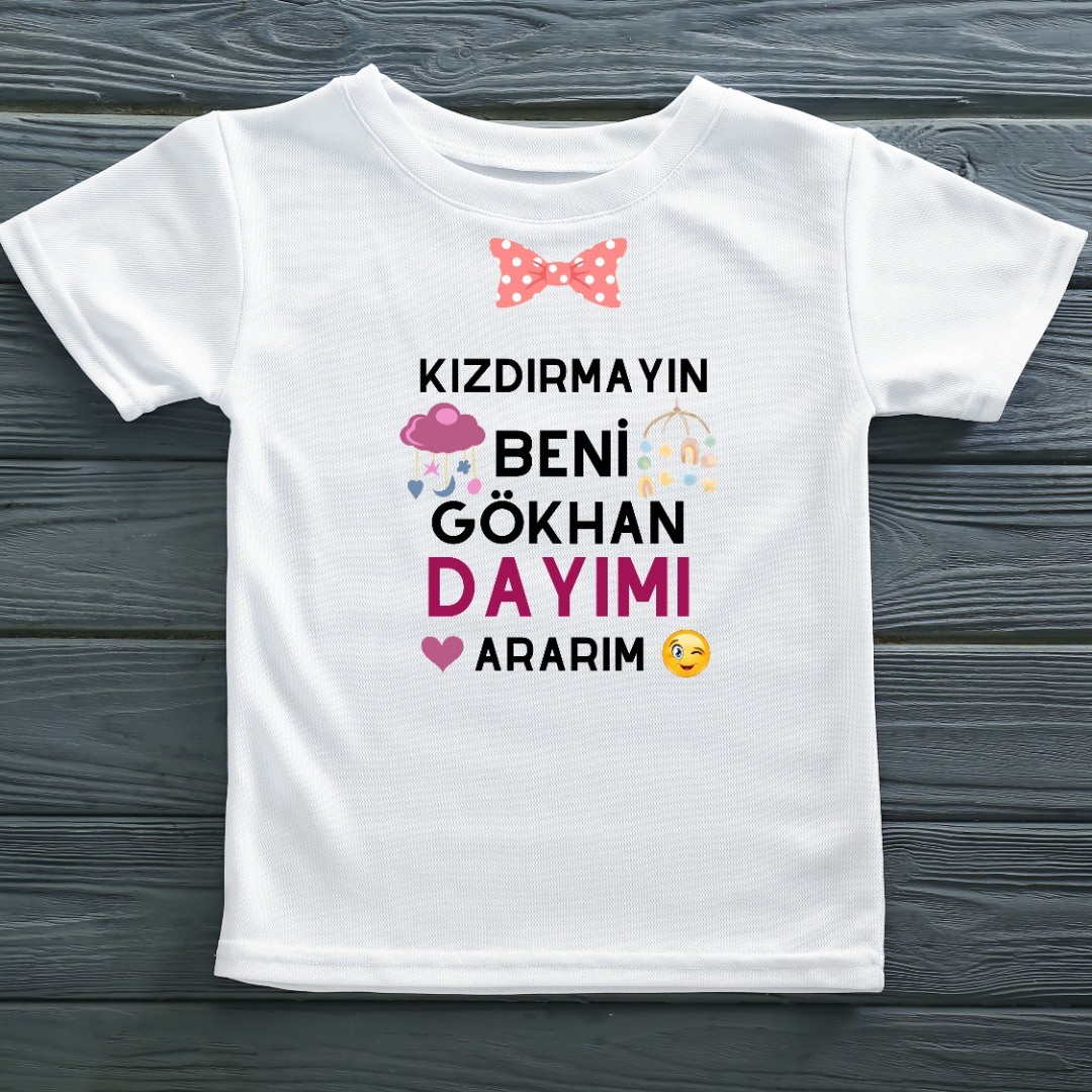 Kızdırmayın Beni Dayımı Amcamı Ararım Yazılı Kız Çocuk Tişörtü
