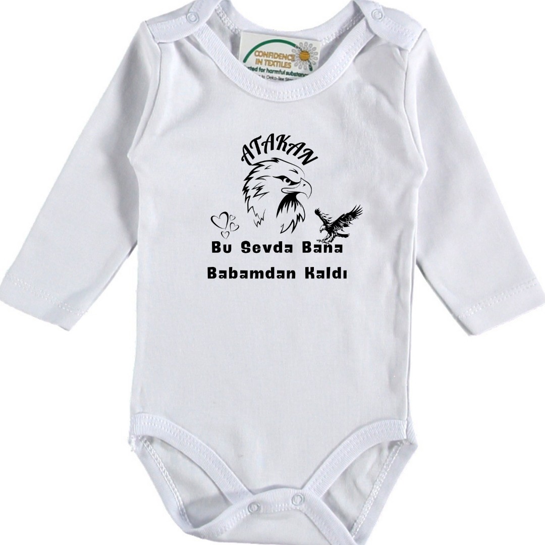 Kişiye özel bebek Zıbın Bu sevda bana babamdan kaldı Kara kartal