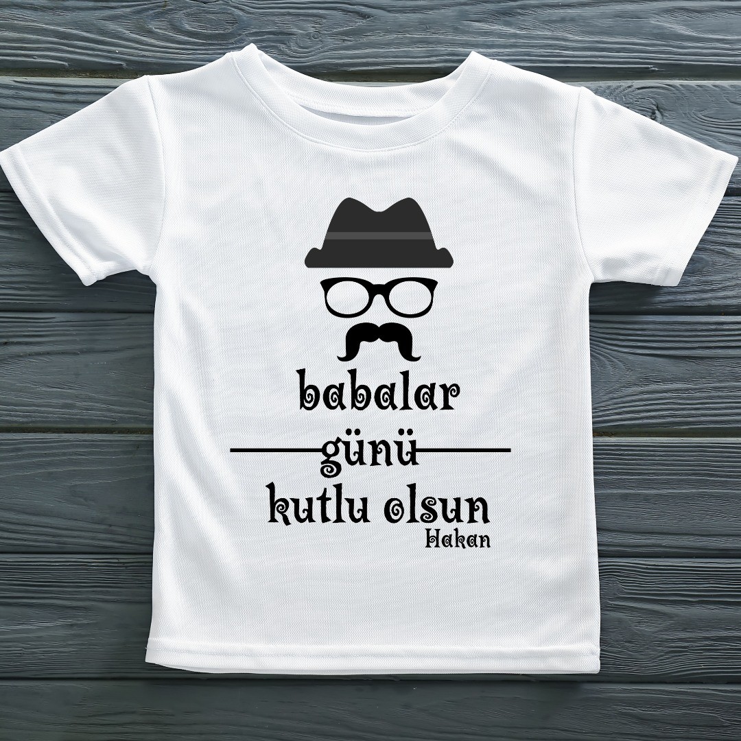 Babalar günü Kutlu Olsun Yazılı Çocuk Tişörtü-1