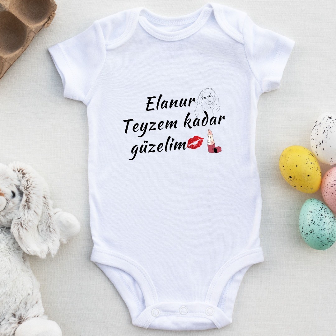 Teyzem Kadar Güzelim Yazılı Kişiye özel Bebek Zıbın