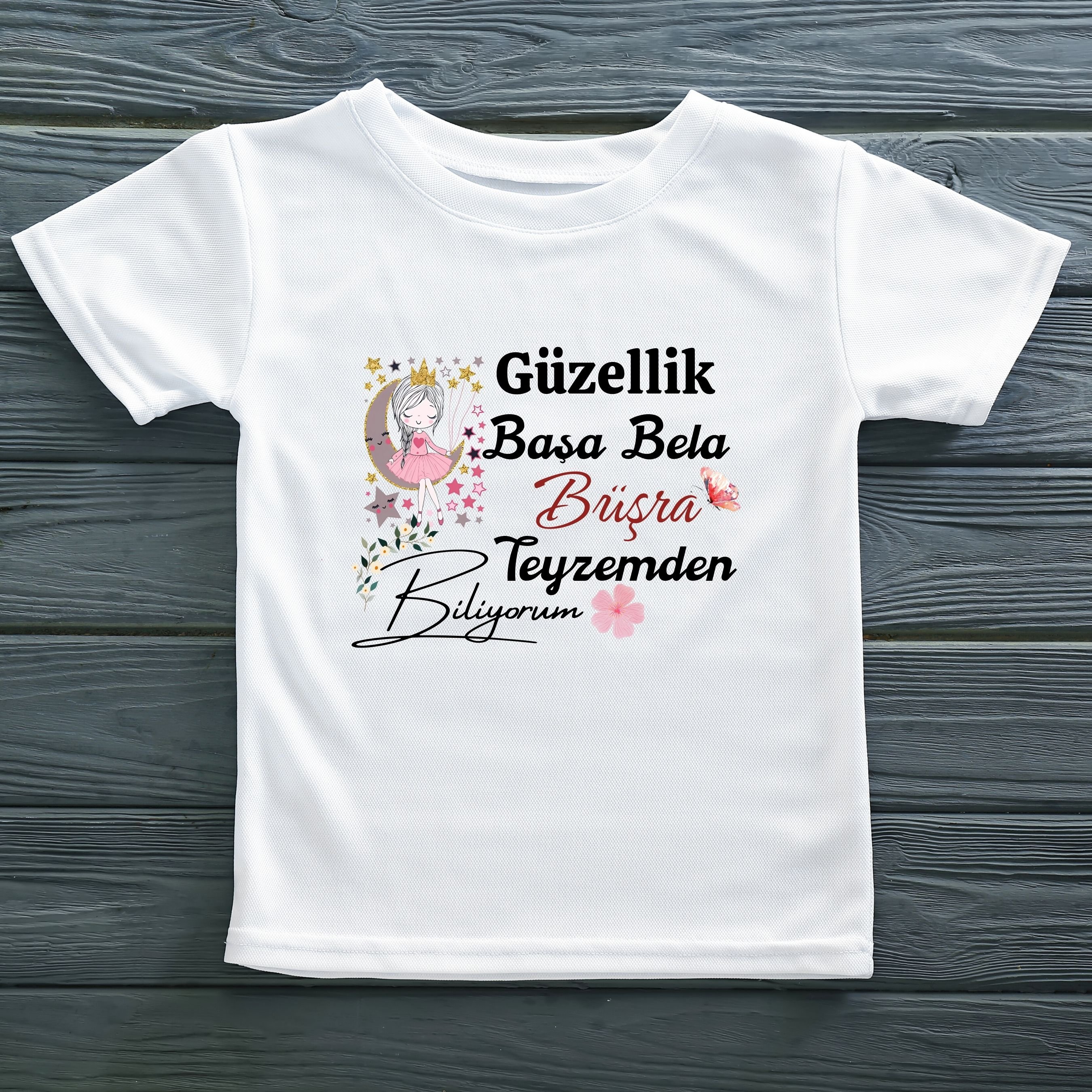 Bu Güzellik Başa Bela Yazılı Kişiye Özel Çocuk Tişörtü