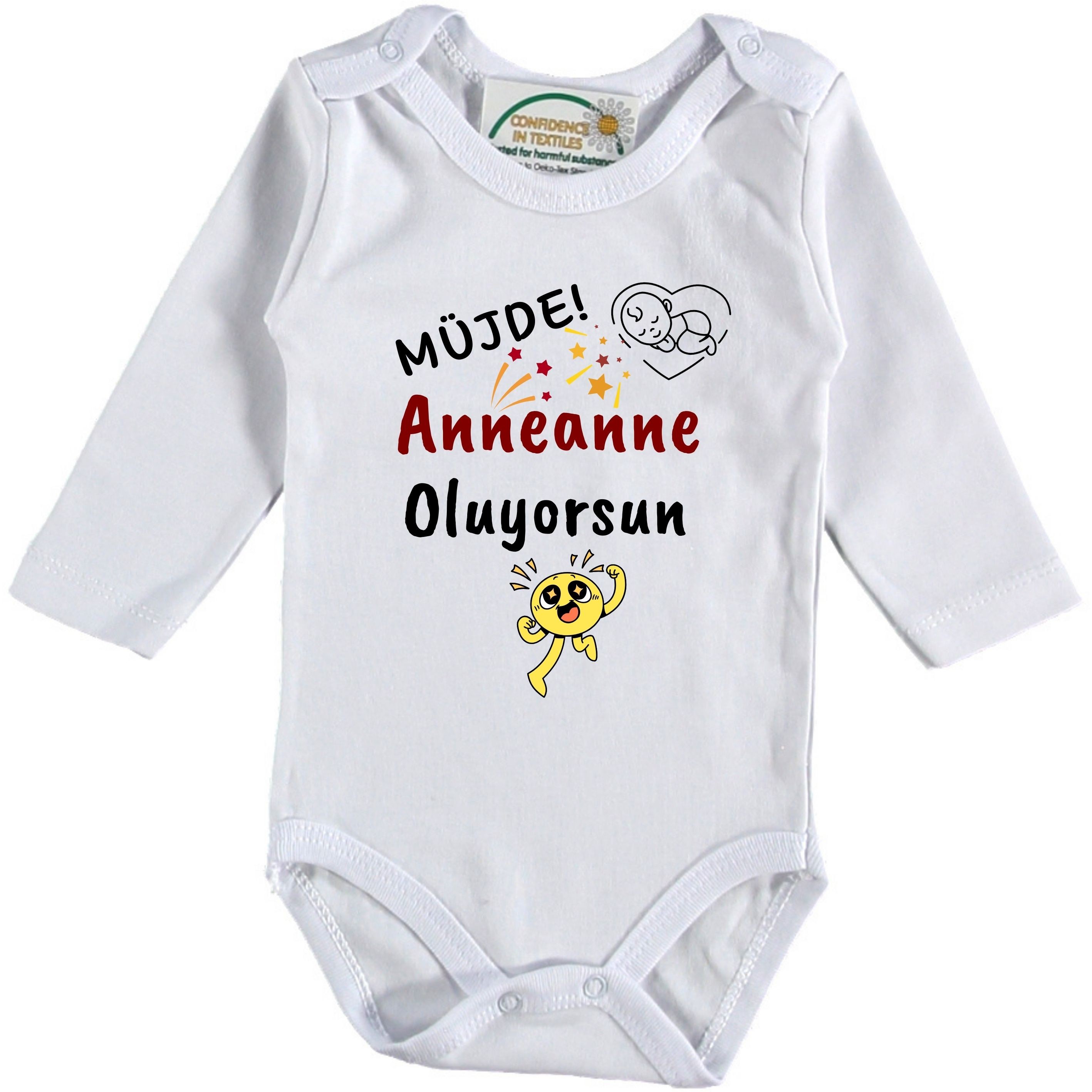 Müjde Babaanne-Anneanne Oluyorsun Kişiye Özel Bebek Zıbın - %100 Pamuk