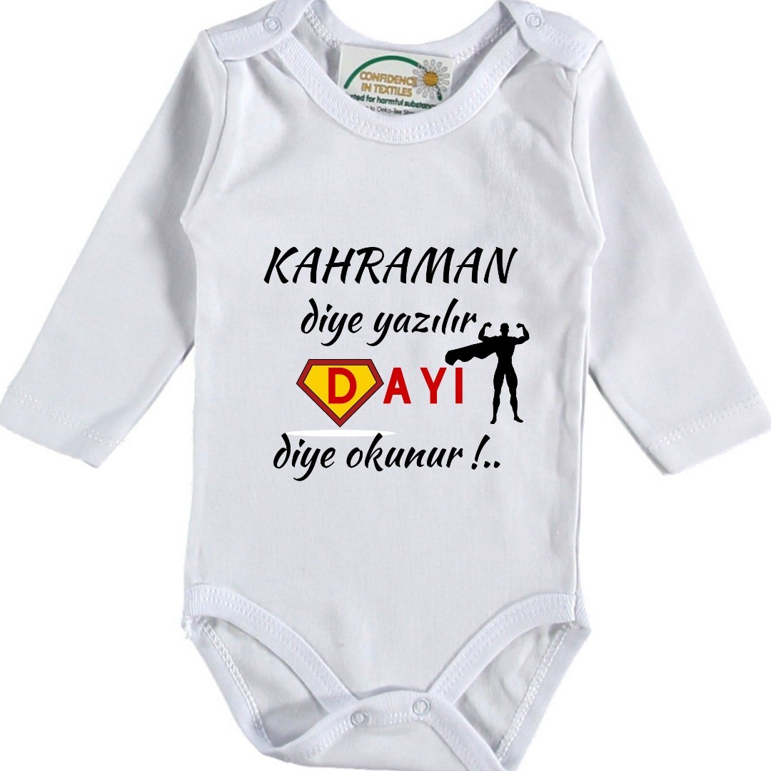 Kahraman Diye yazılır Dayı Diye Okunur Yazılı Bebek Zıbın