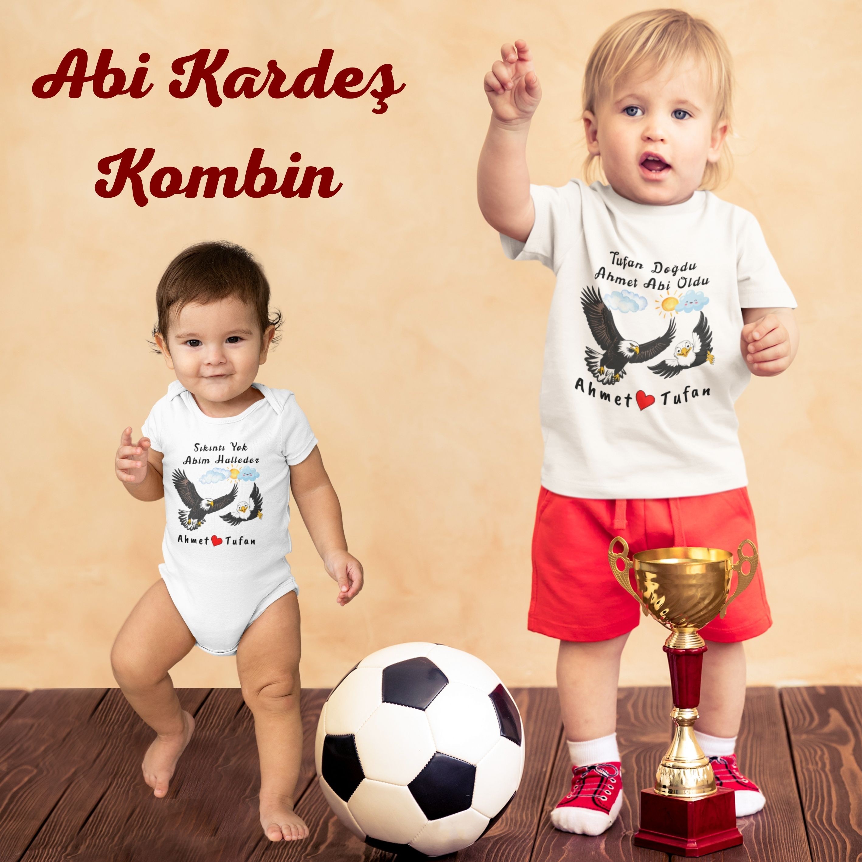 Kartal Temalı Kişiye Özel Çocuk Kombin - %100 Pamuk