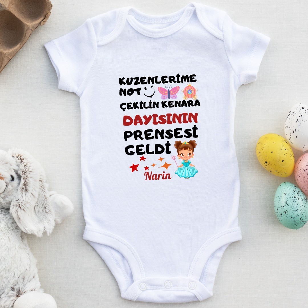 Çekilin kenara Dayısının Prensesi Geldi Yazılı Kişiye özel Kız Bebek Zıbın