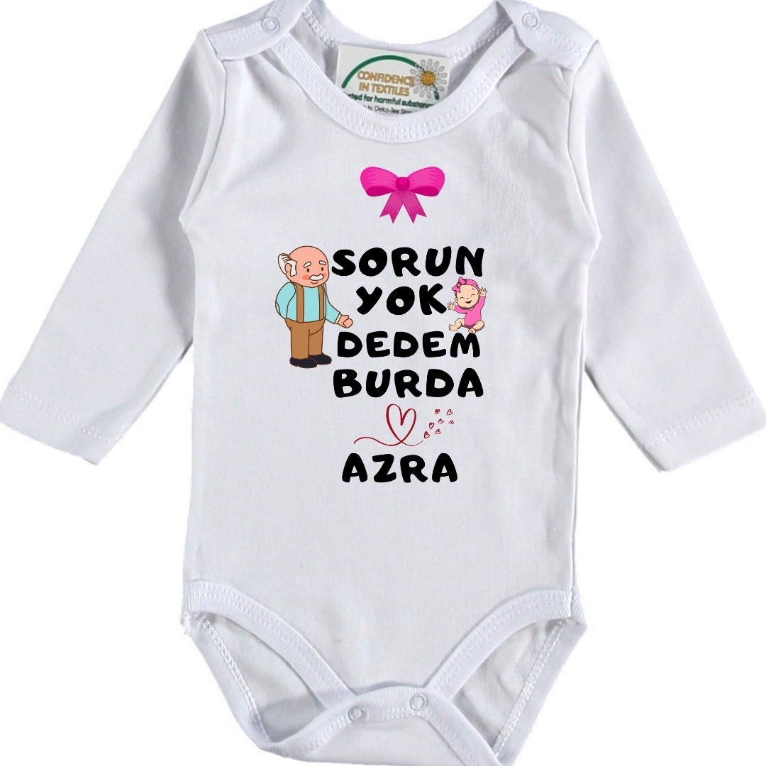 Sorun Yok Dedem Burda Yazılı Kişiye özel Kız Bebek Zıbın