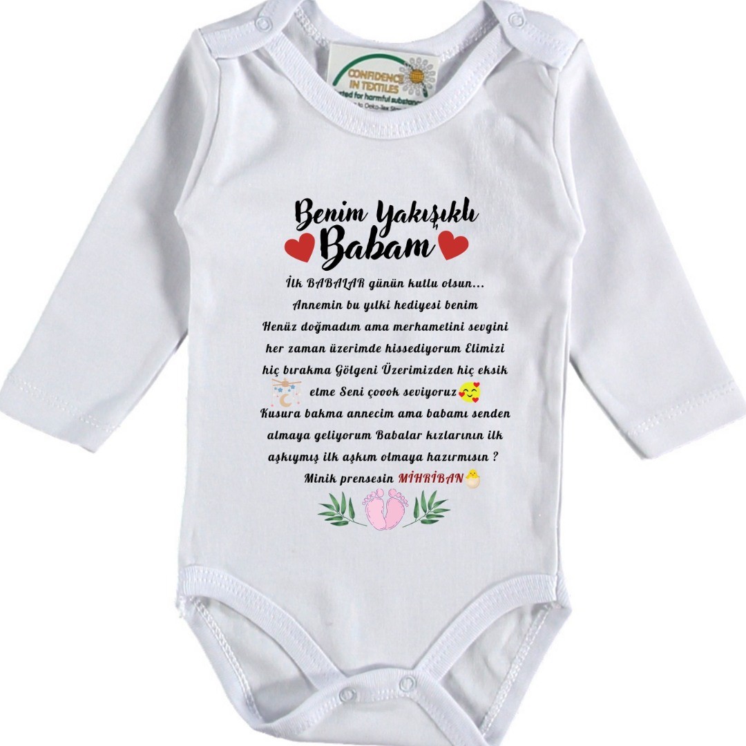 Babalar Günü yazılı Kız Bebek Zıbını