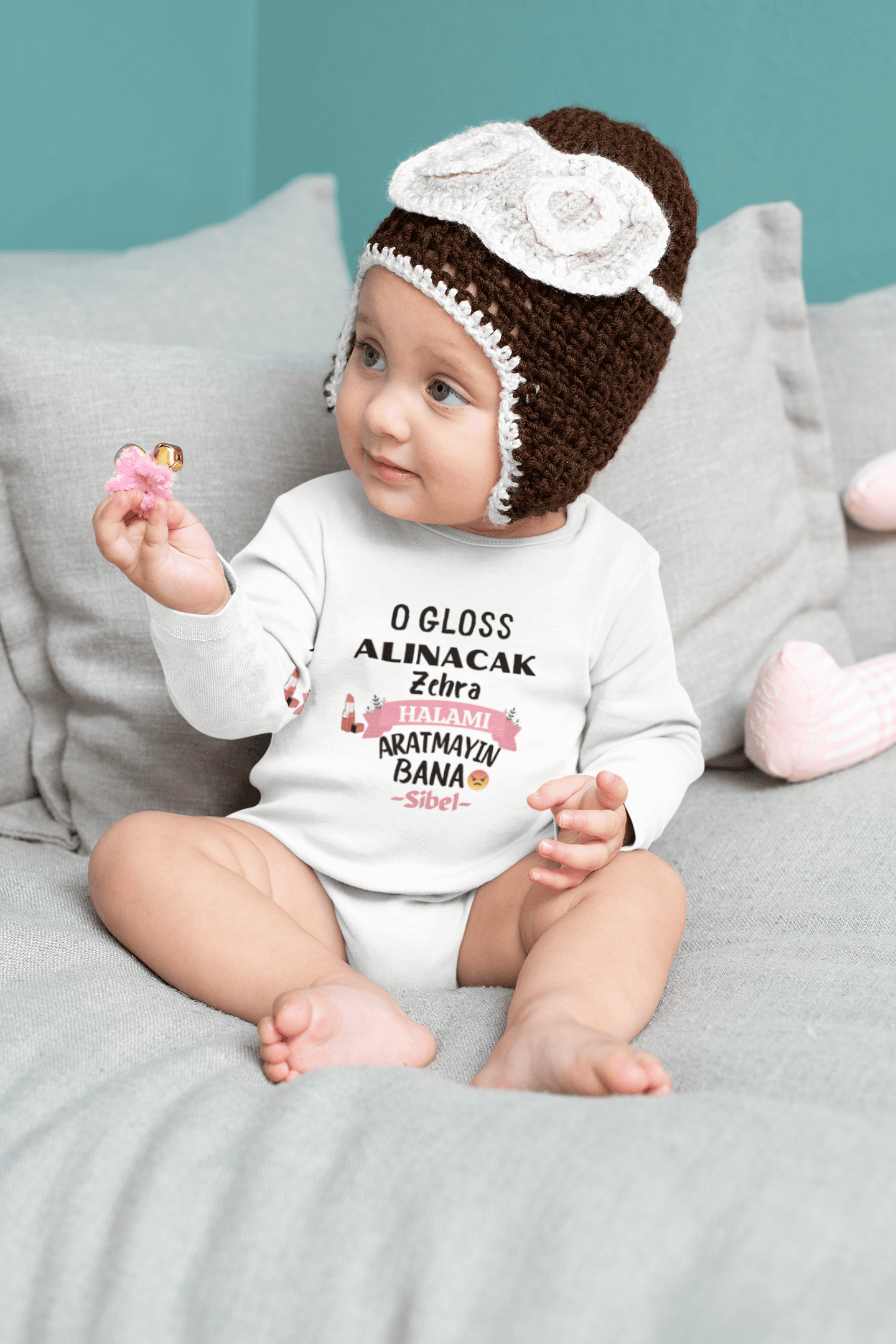 O Gloss Alınacak Halamı-Teyzemi Aratmayın Bana Yazılı Kişiye Özel Bebek Zıbın