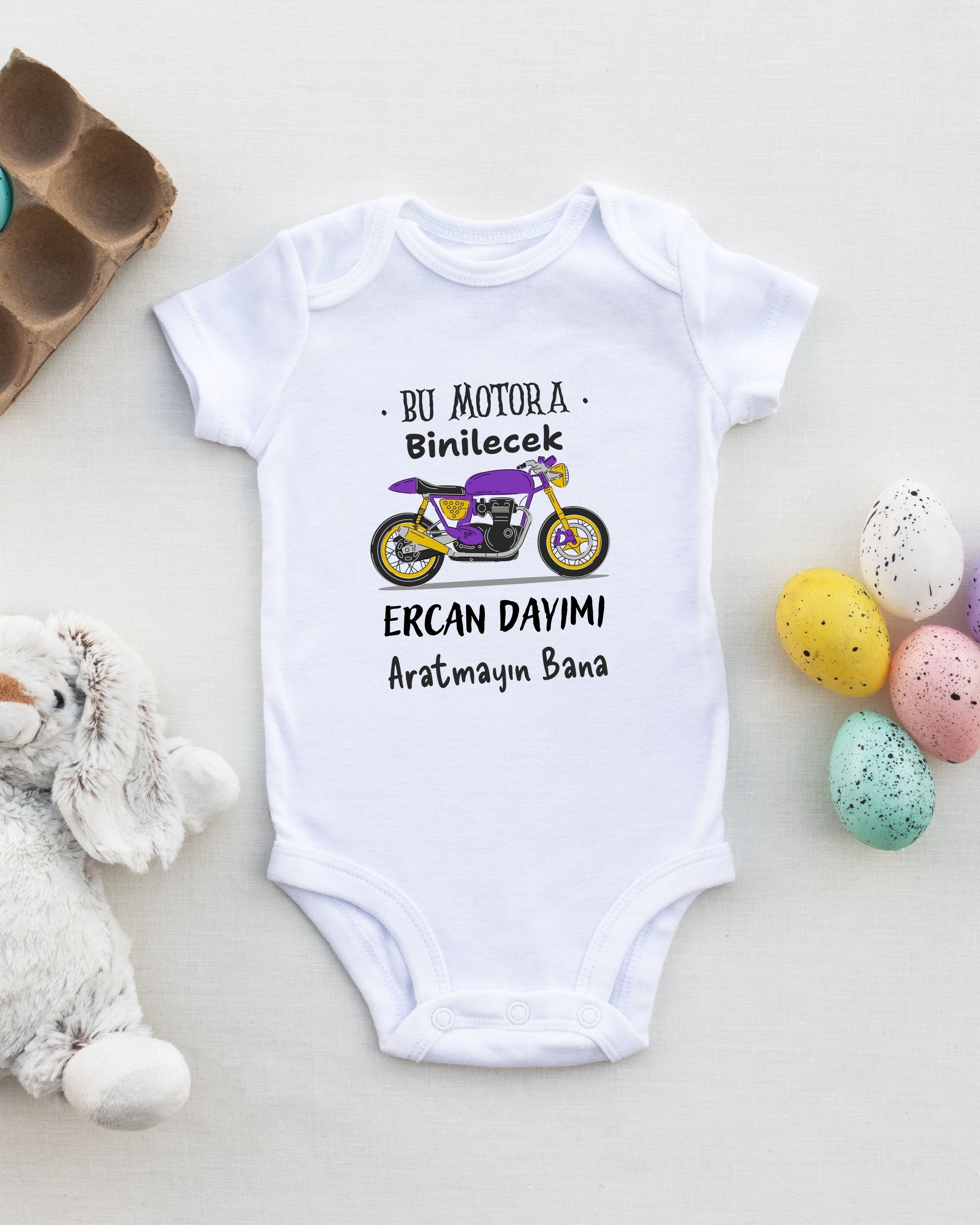 Bu Motora Binilecek Yazılı Kişiye özel Bebek Zıbın - %100 Pamuk